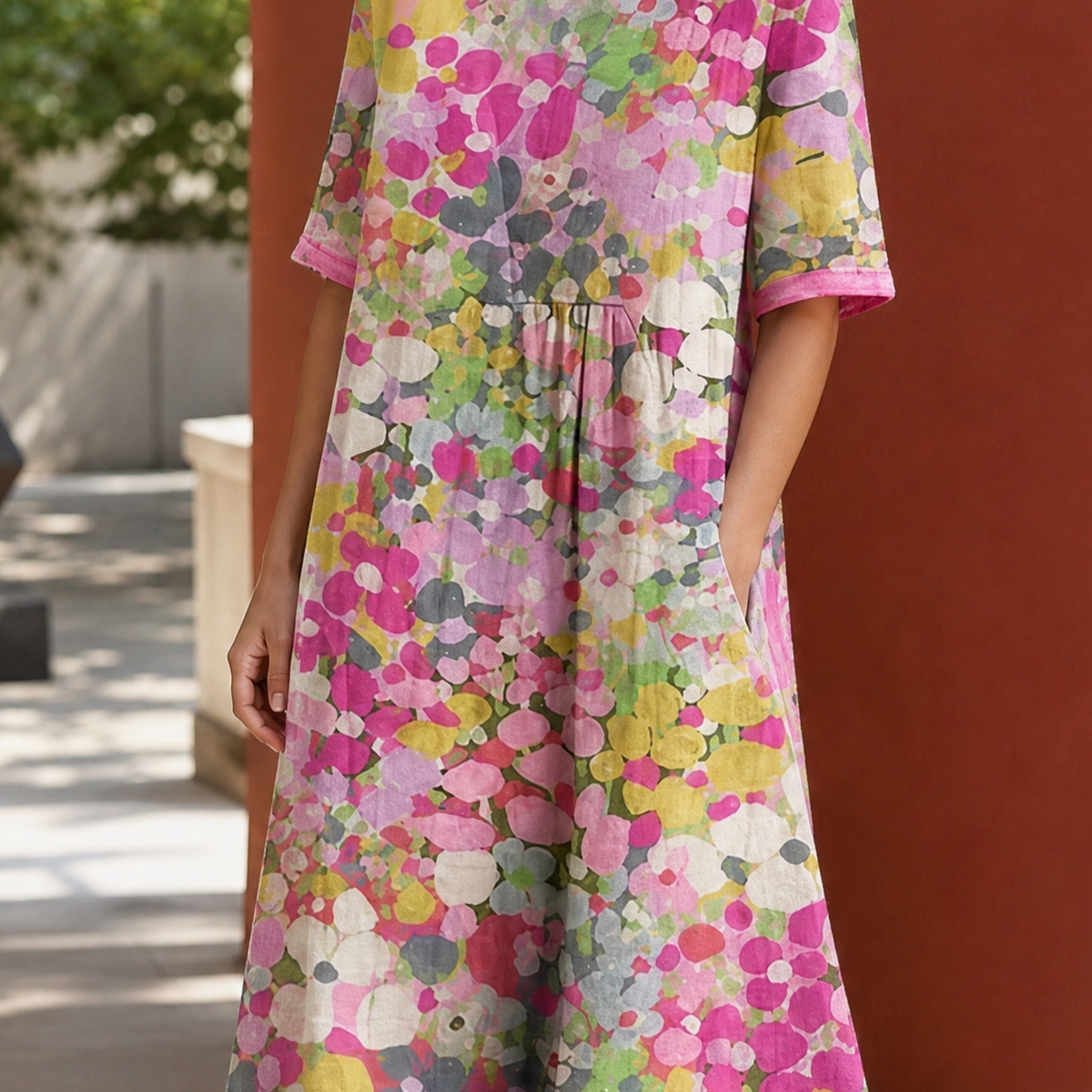 Mina Gathered Midi Dress - Lead Product Detail