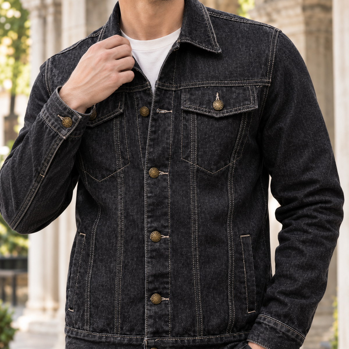 Nathanael Denim Jacket - Lead Product Detail