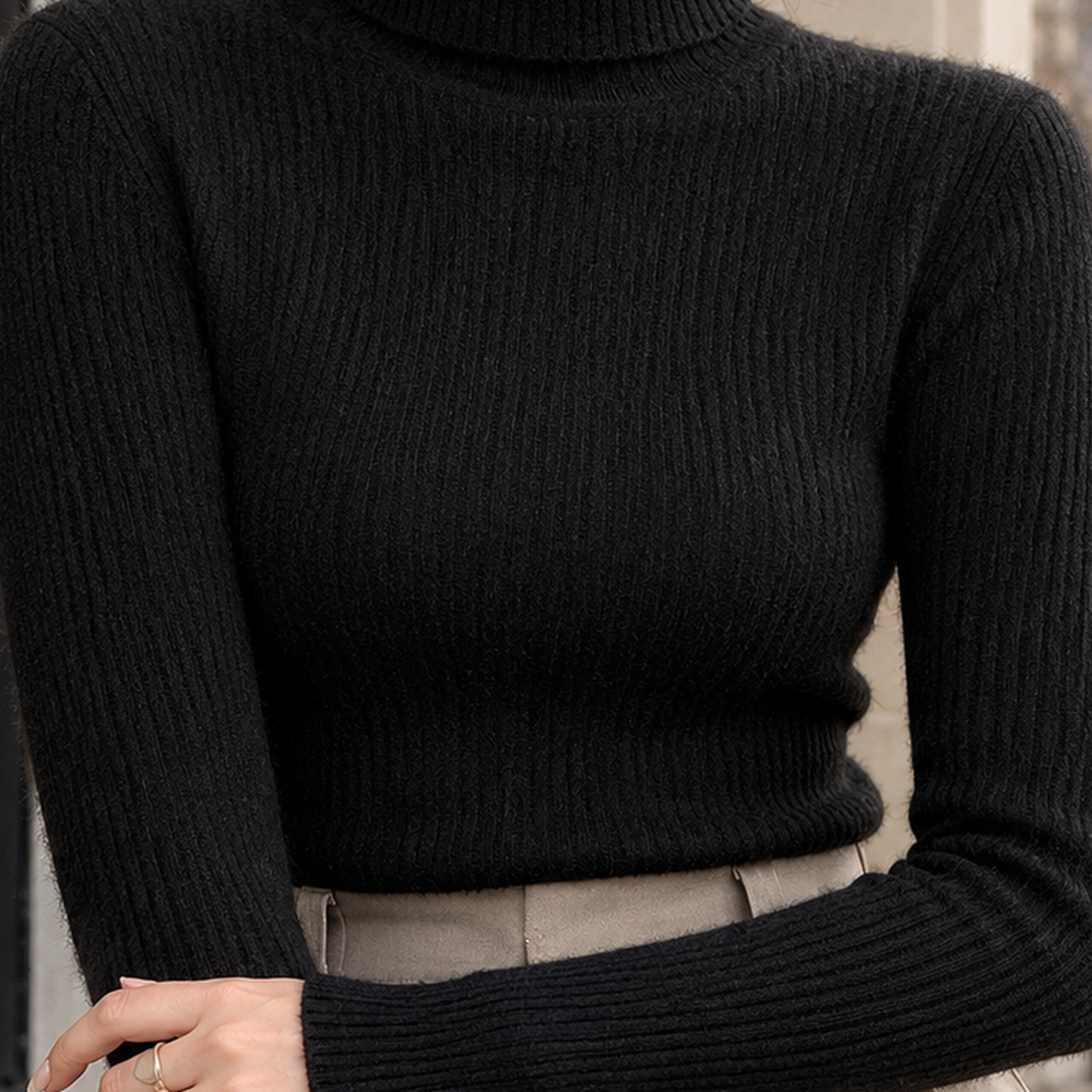 Constance Ribbed Turtleneck Sweater - Lead Product Detail