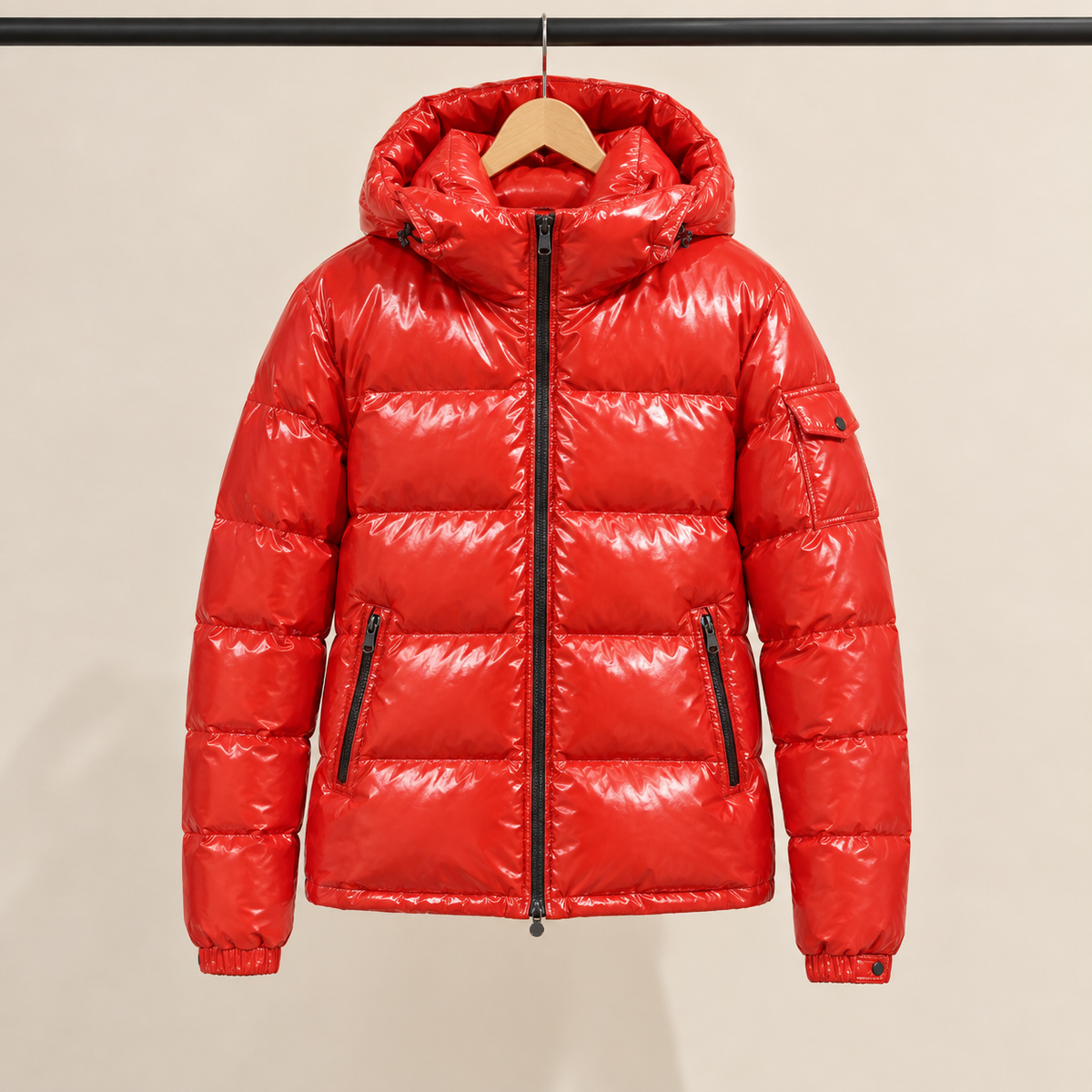 Sebastien Glossy Puffer Jacket - Red