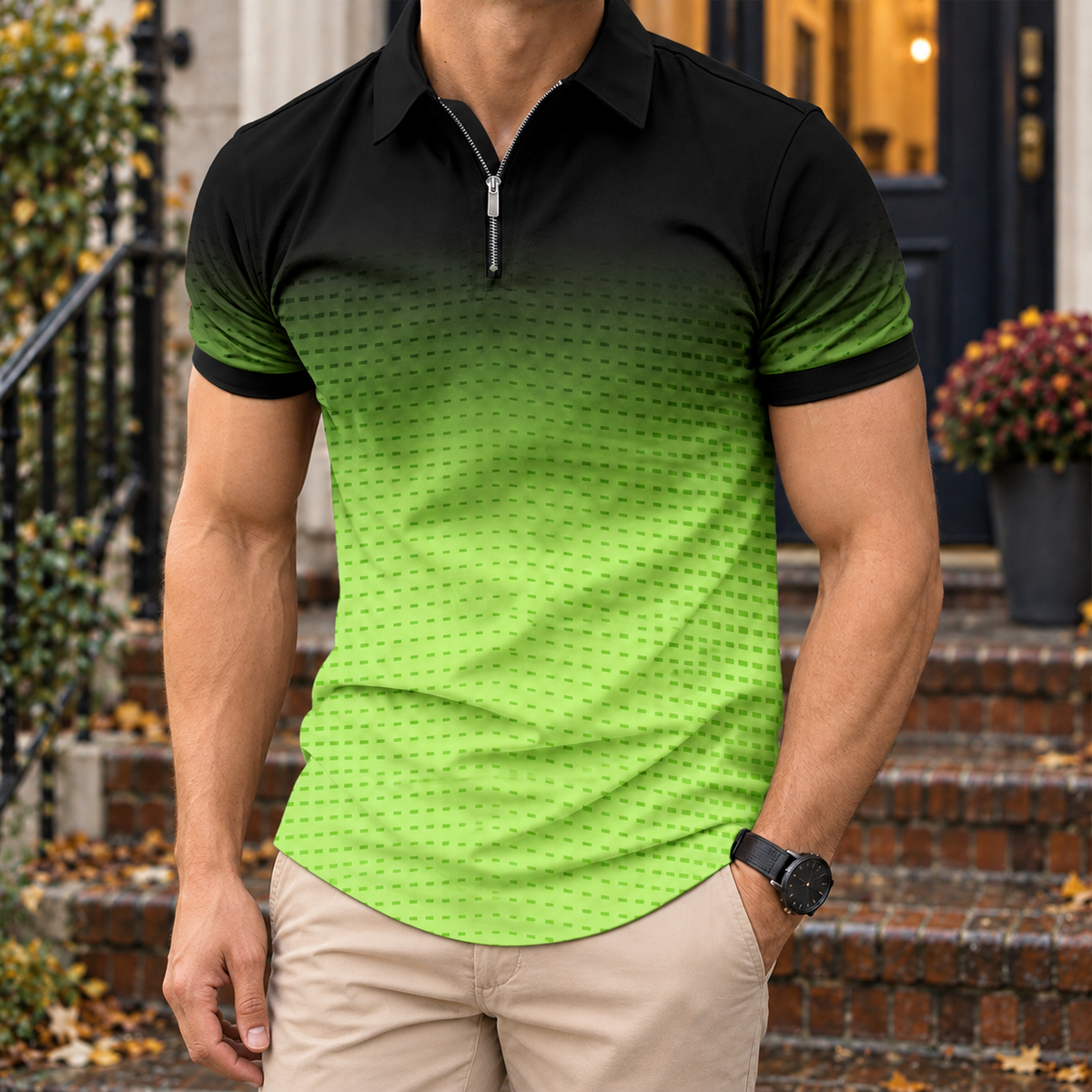 Albin Zip Polo - Lime Green