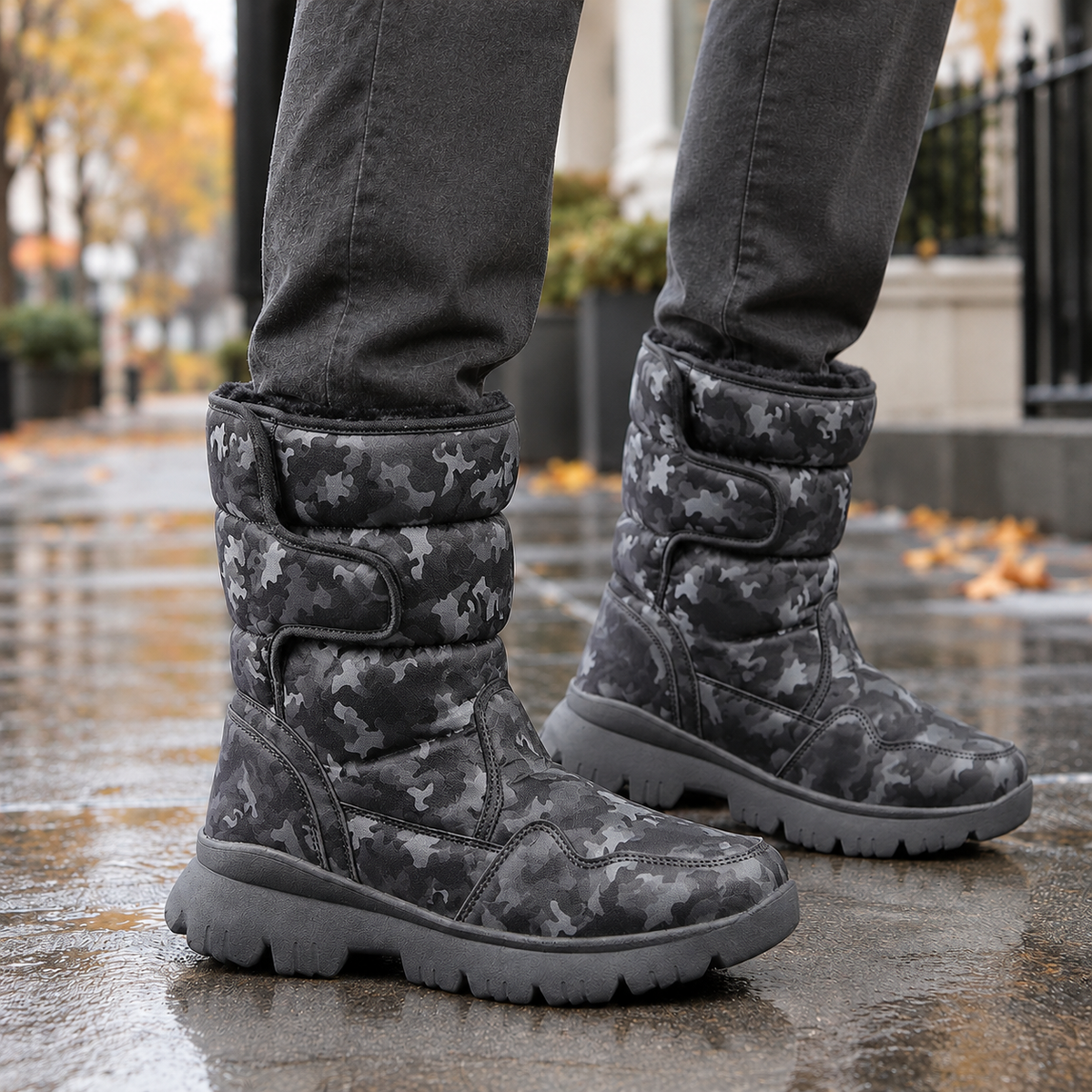 Agrigento Camouflage Snow Boots - Black Camouflage