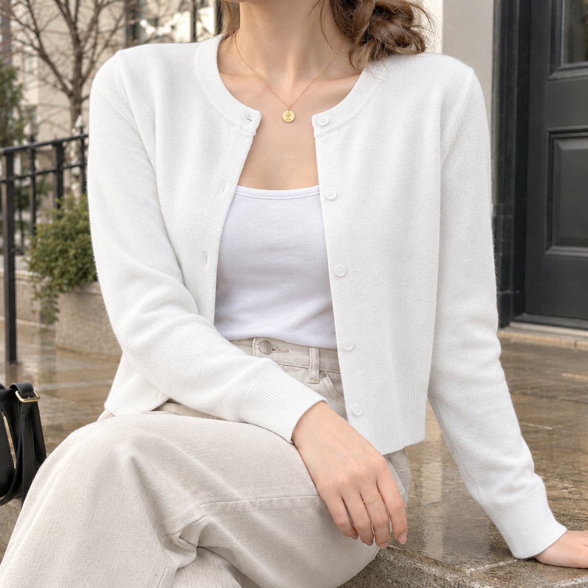 Clarisse Silk Cardigan - White