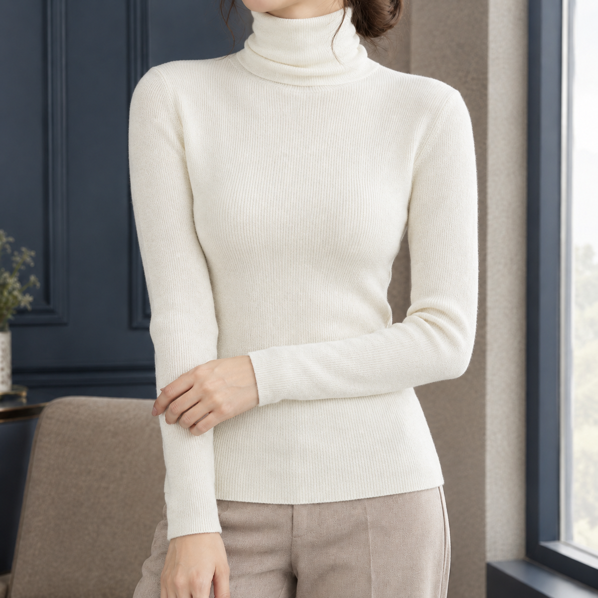 Morgan Turtleneck Sweater - White