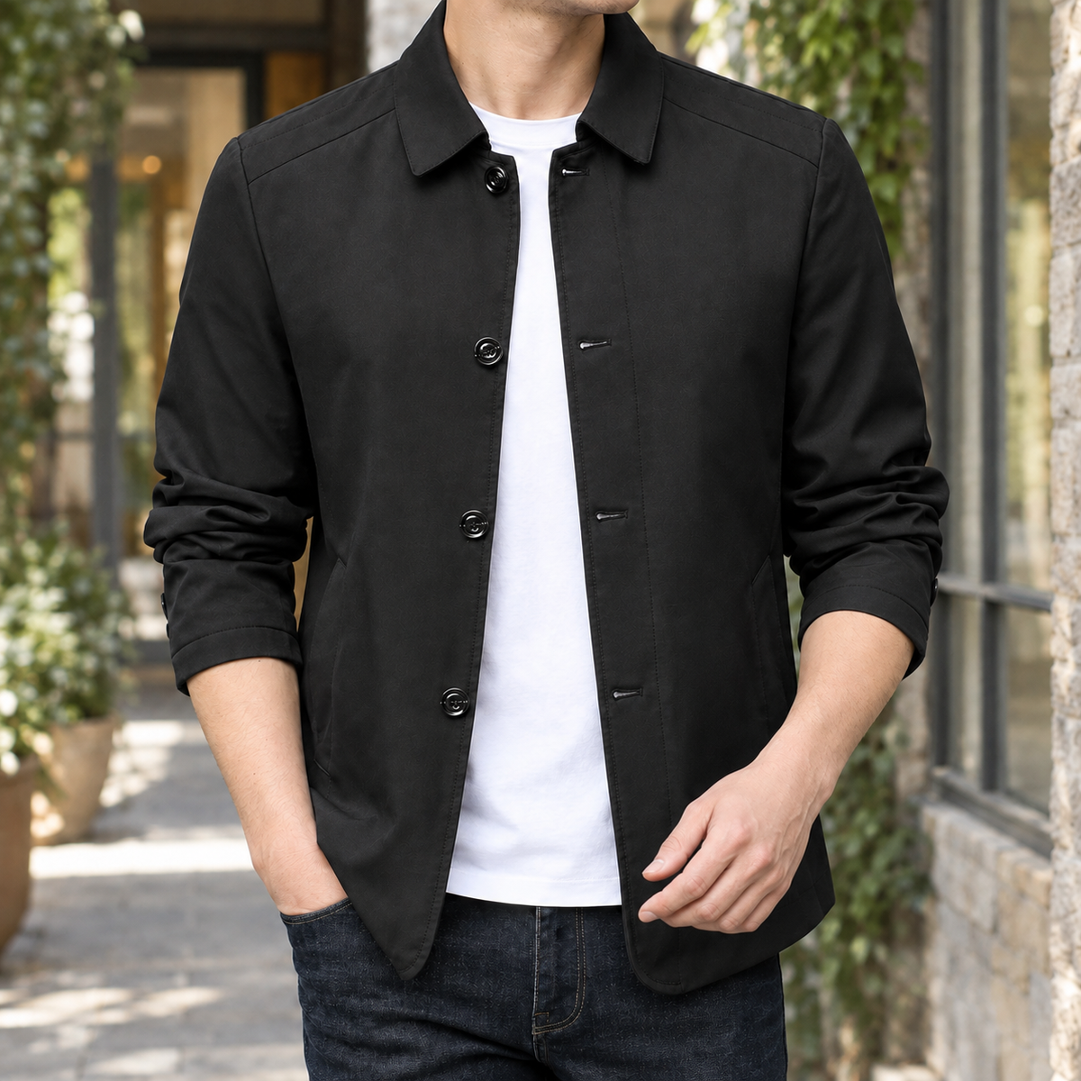 Celestin Collared Jacket - Black
