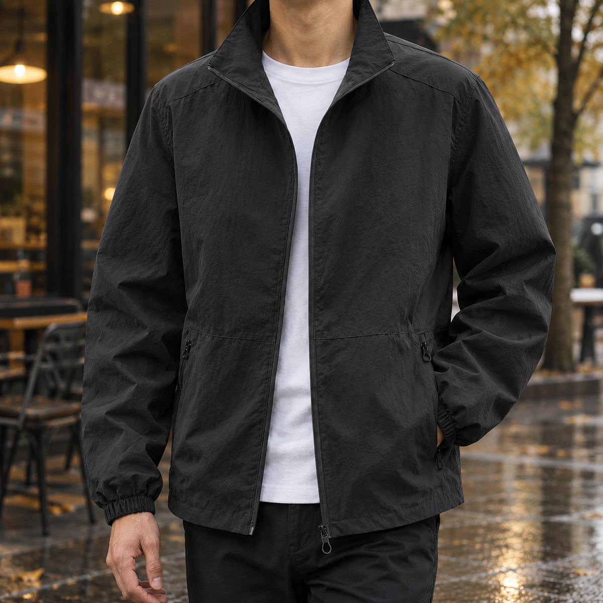 Wilfred Lightweight Zip Jacket - Black