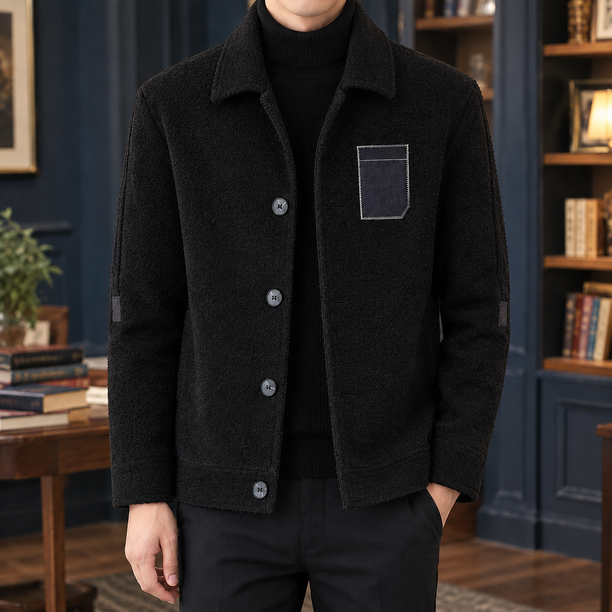 Armel Collared Jacket - Black