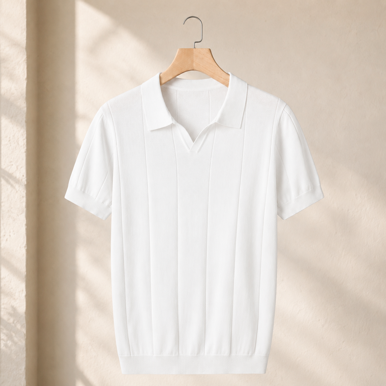 Rocco Open Collar Polo - White