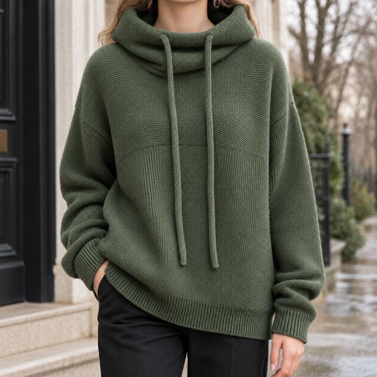 Desiree Cowl Neck Sweater - Green