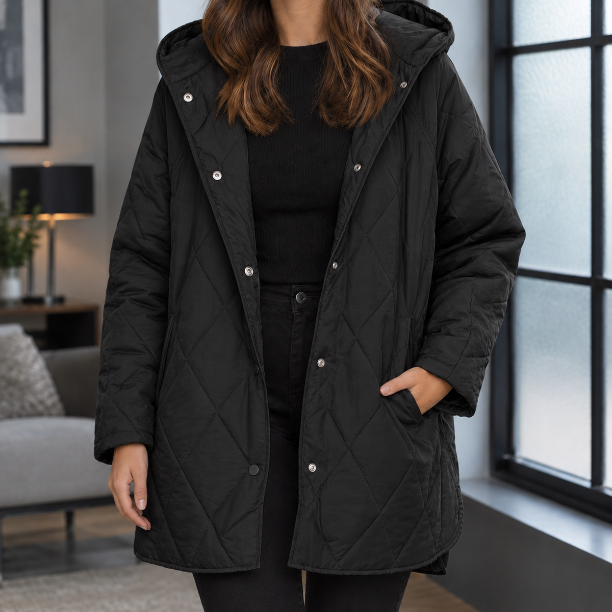 Audrina Quilted Jacket - Black