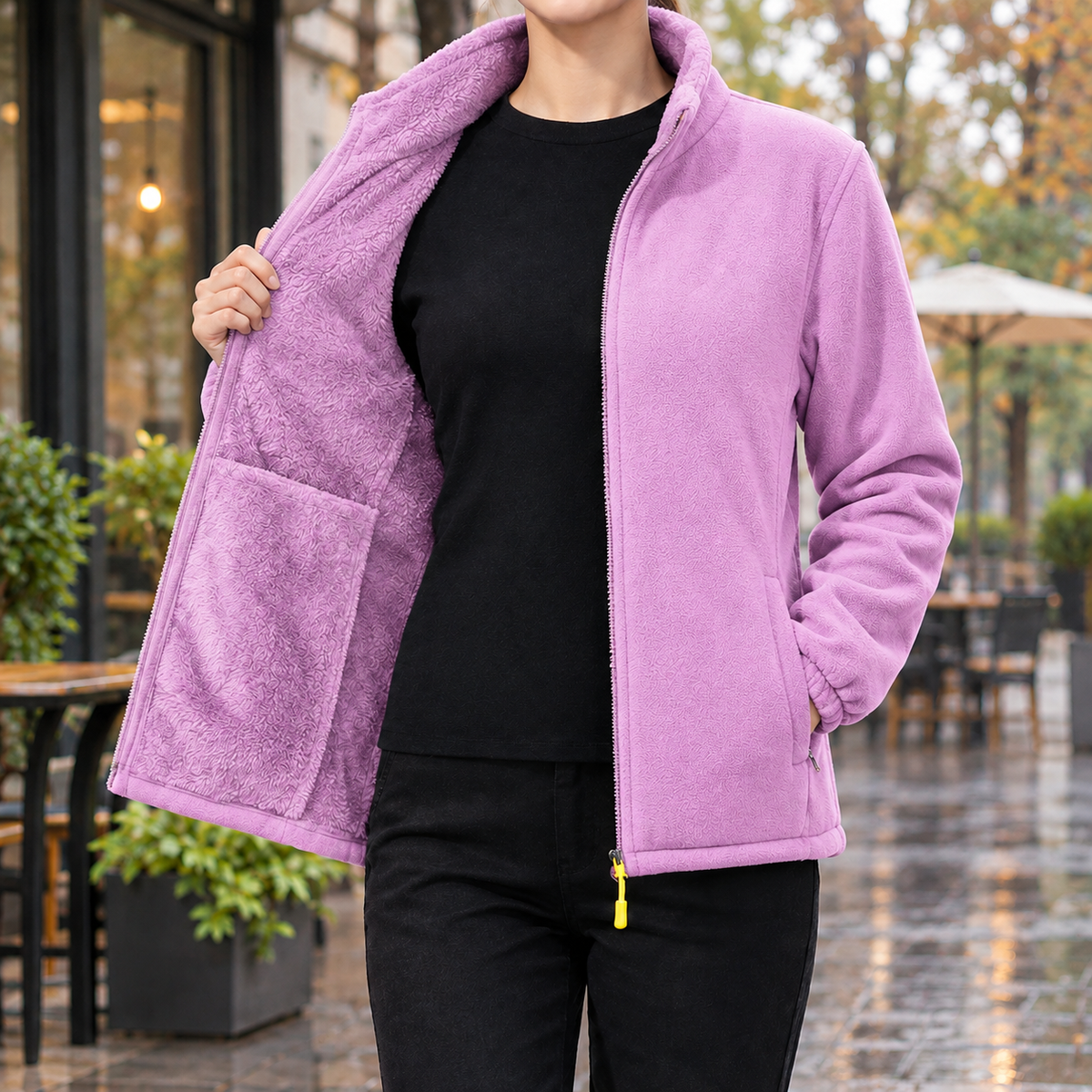 Geraldine Fleece Jacket - Light Purple Coral