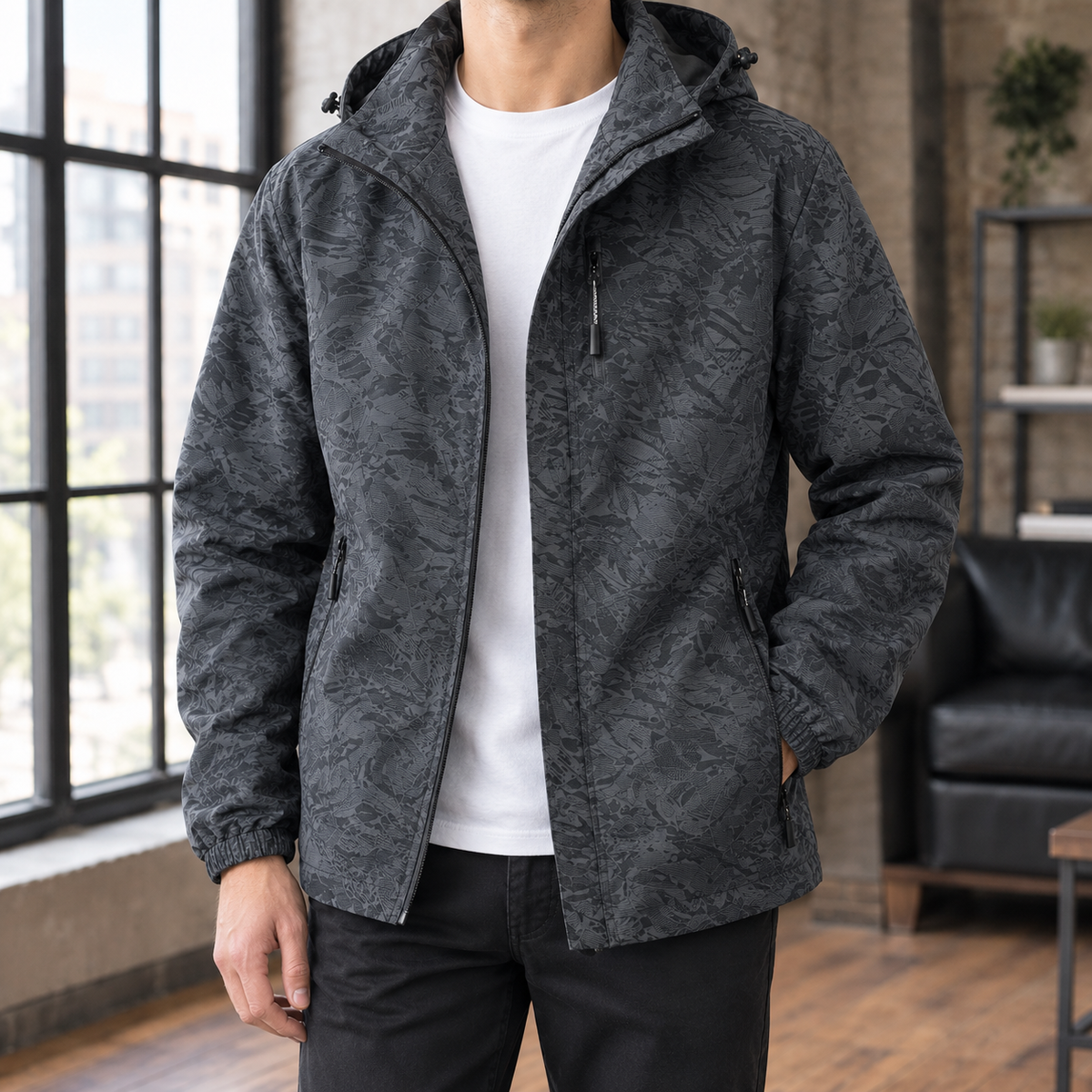 Andreas Tonal Leaf Jacket - Gray
