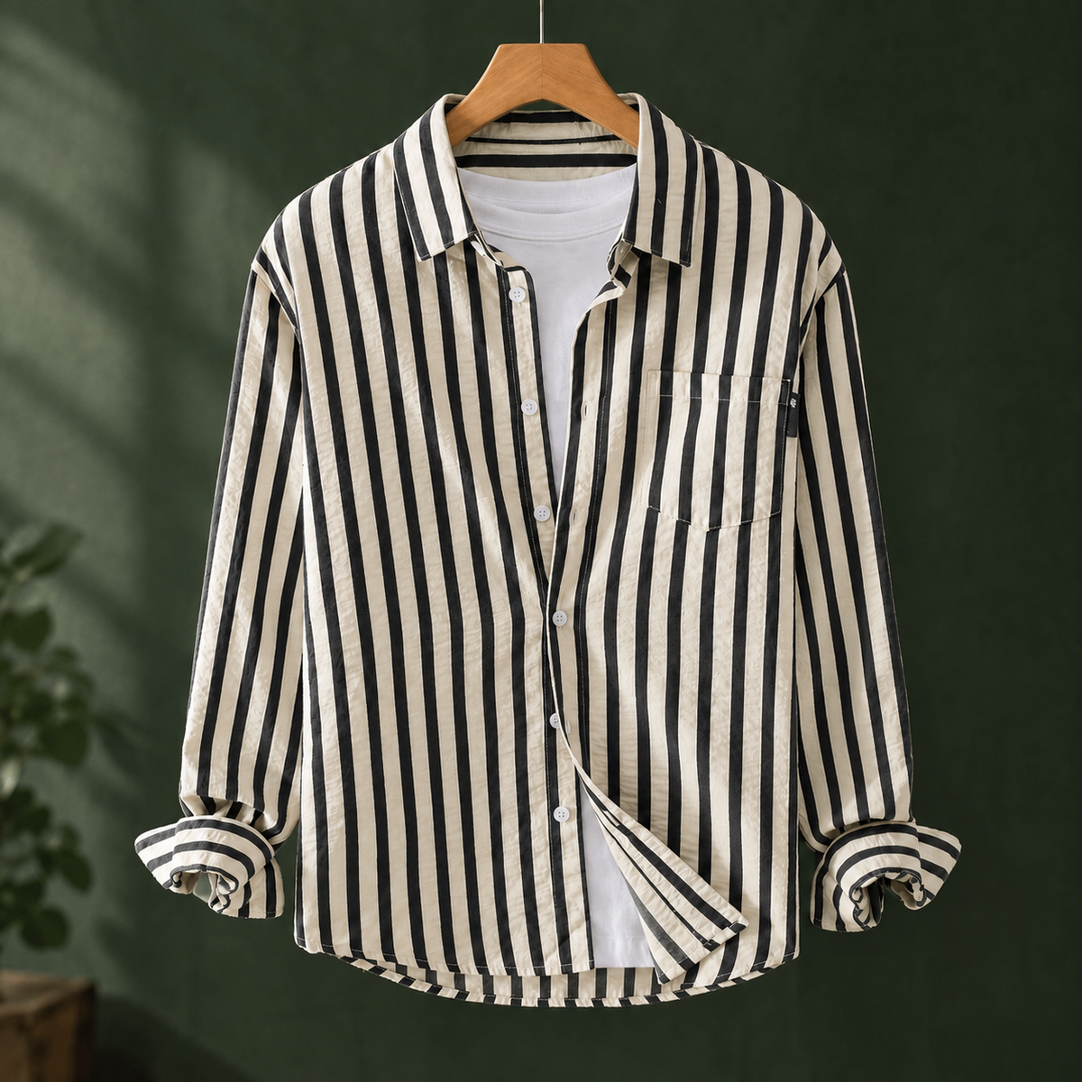 Cassian Striped Shirt - Black
