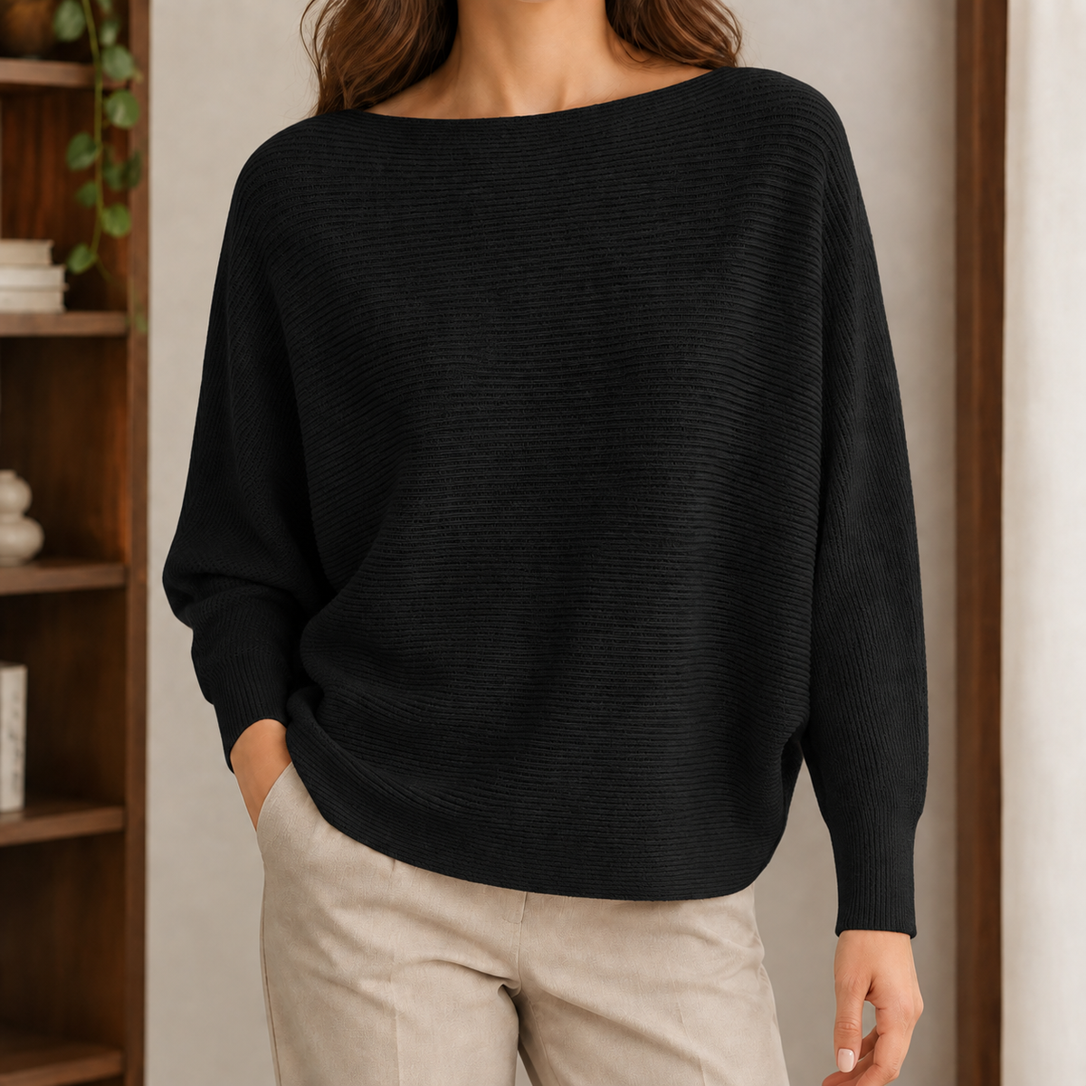 Maylis Batwing Sweater - Black