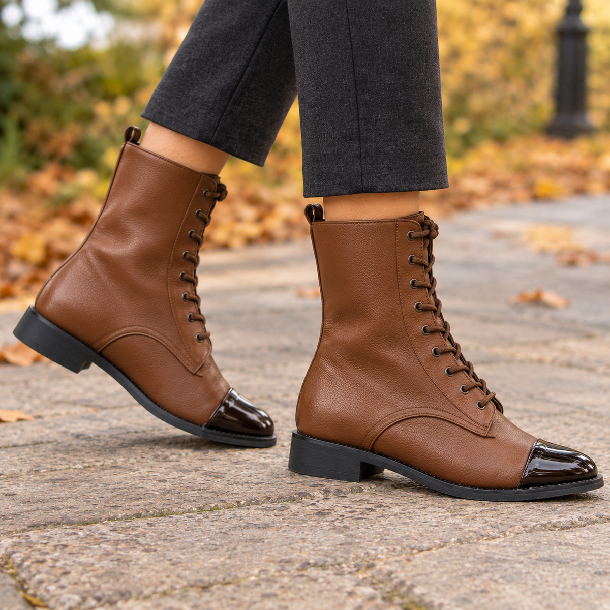 Marconi Patent Toe Boots - Brown