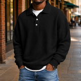 Alec Waffle Polo - Black