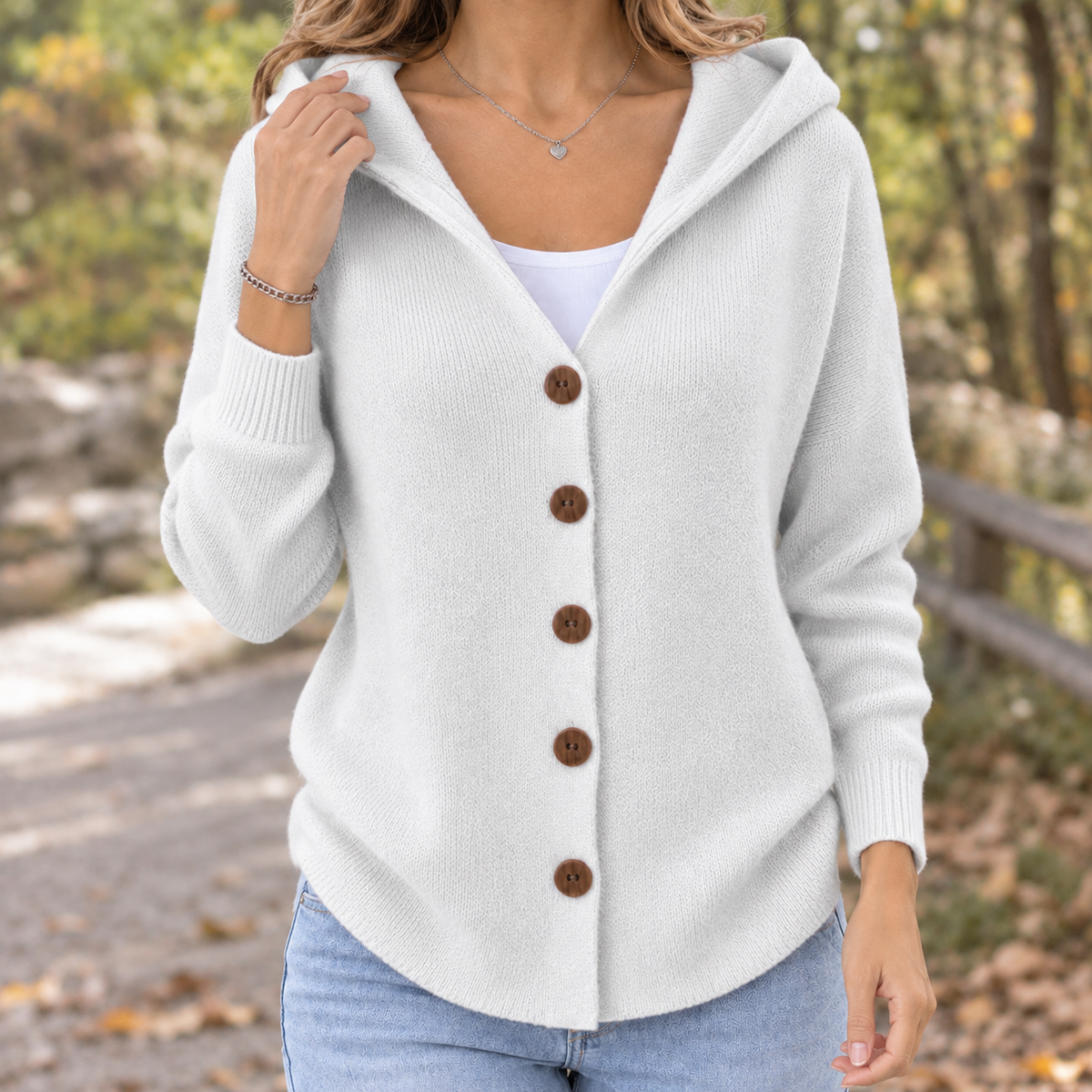 Anais Hooded Cardigan - White