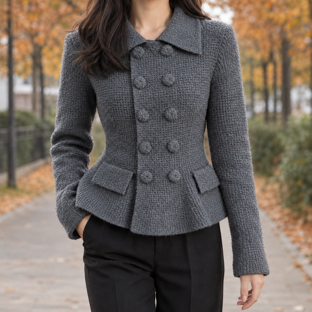 Darcy-Skye Collared Cardigan - Gray