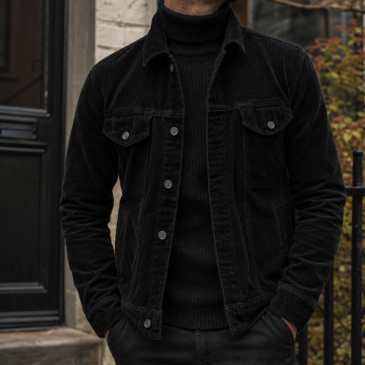 Everett Corduroy Jacket - Lt-dxrjk-black