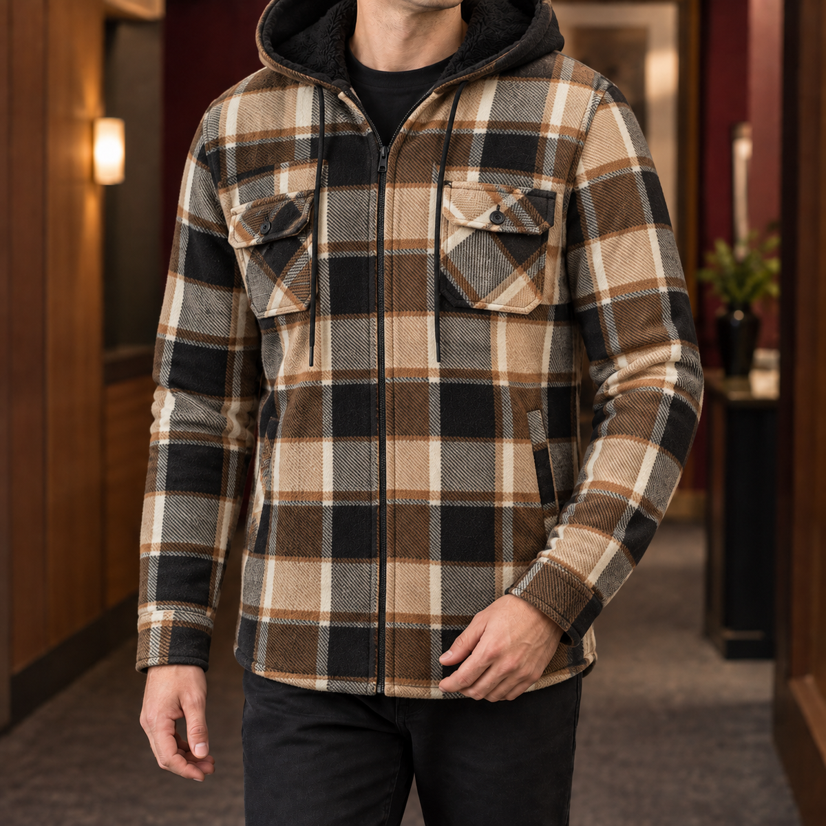 Ilario Plaid Jacket - Khaki