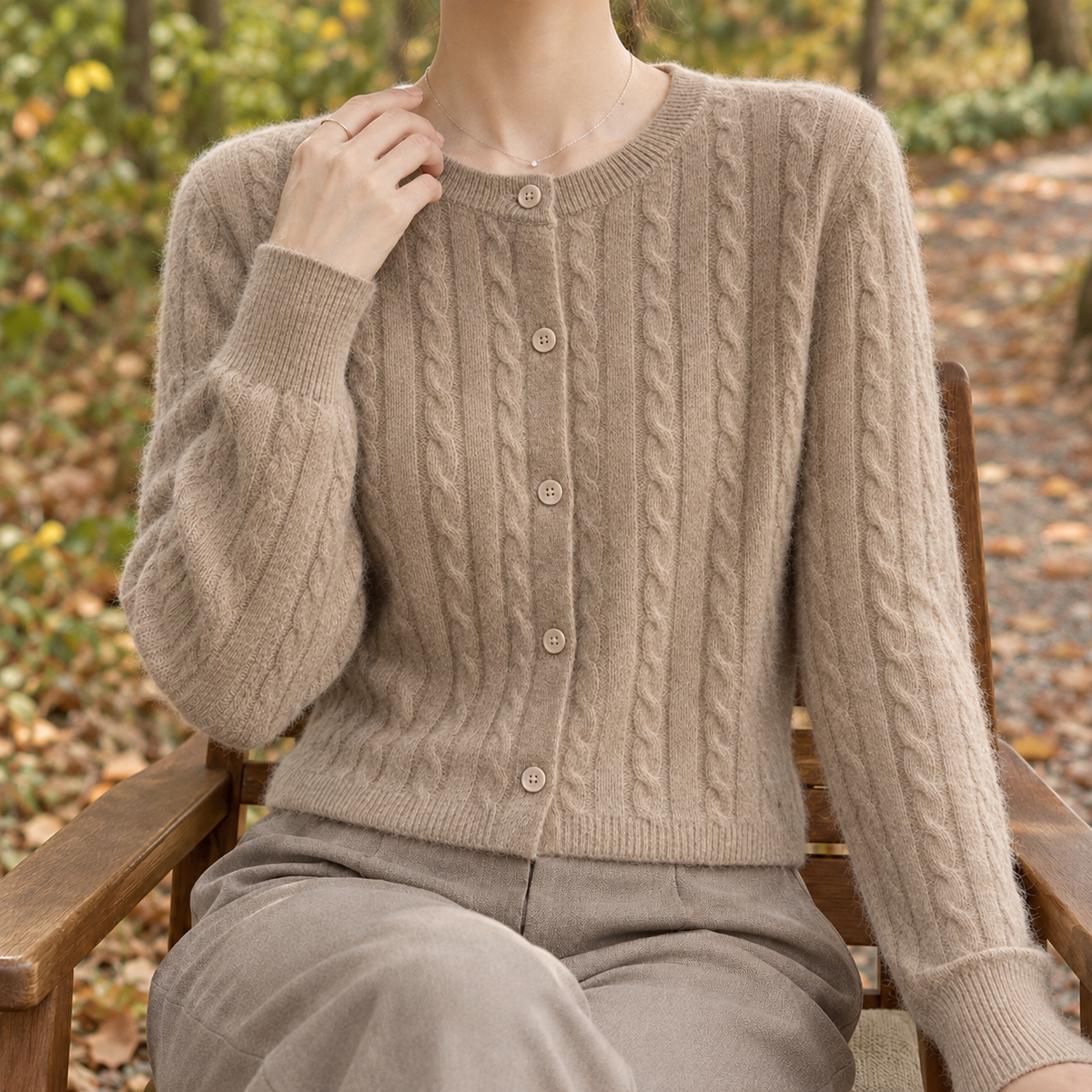 Annalise Cable Knit Cardigan - Camel
