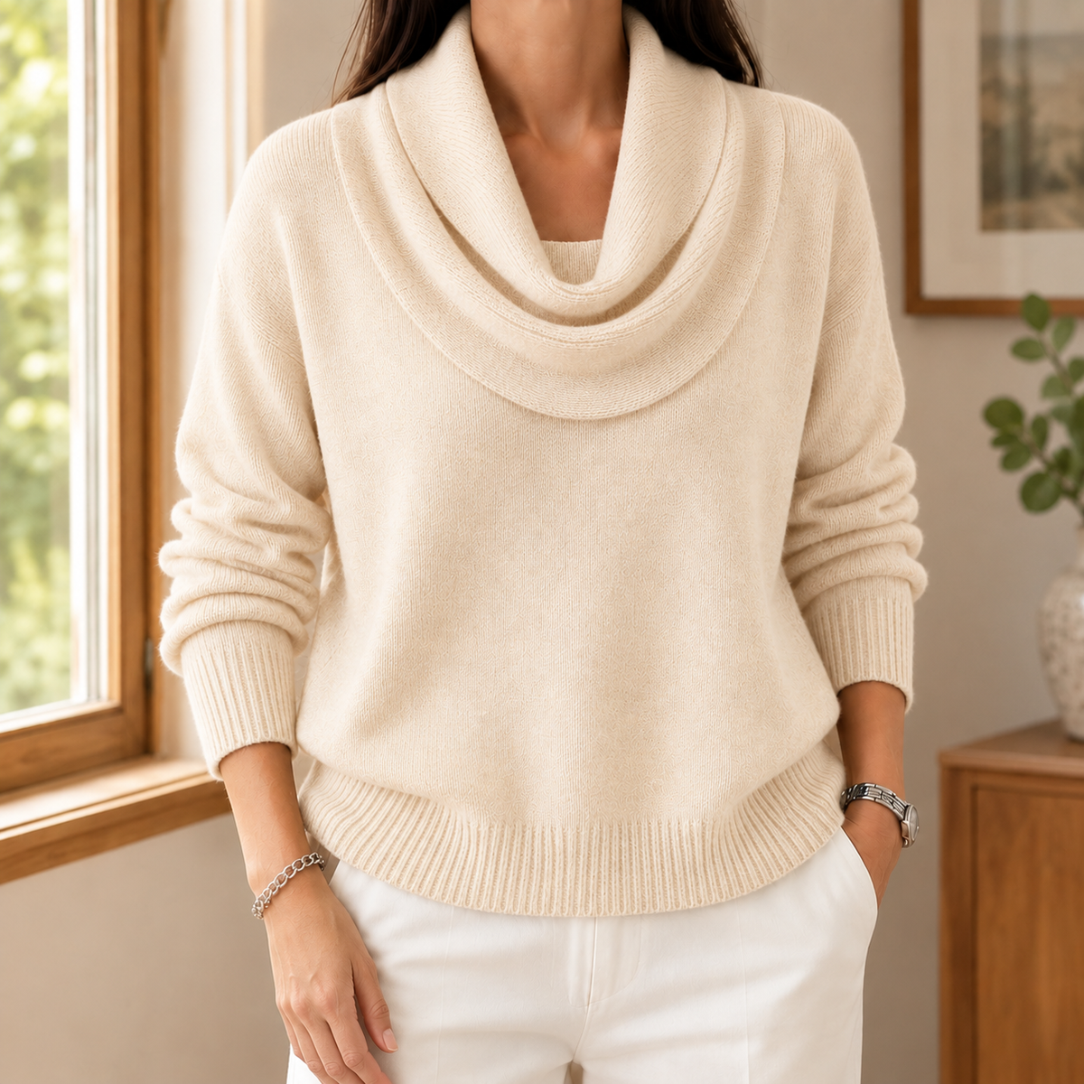 Seraphina Cowl Neck Sweater - Cream