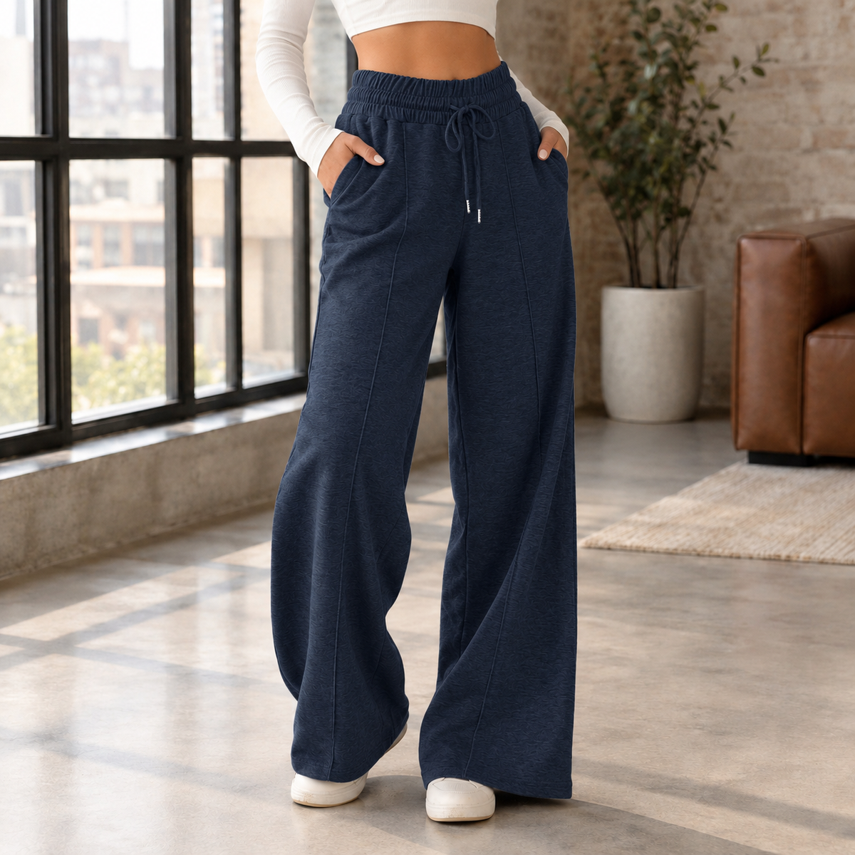 Hyacinth Wide Leg Pants - Navy Blue