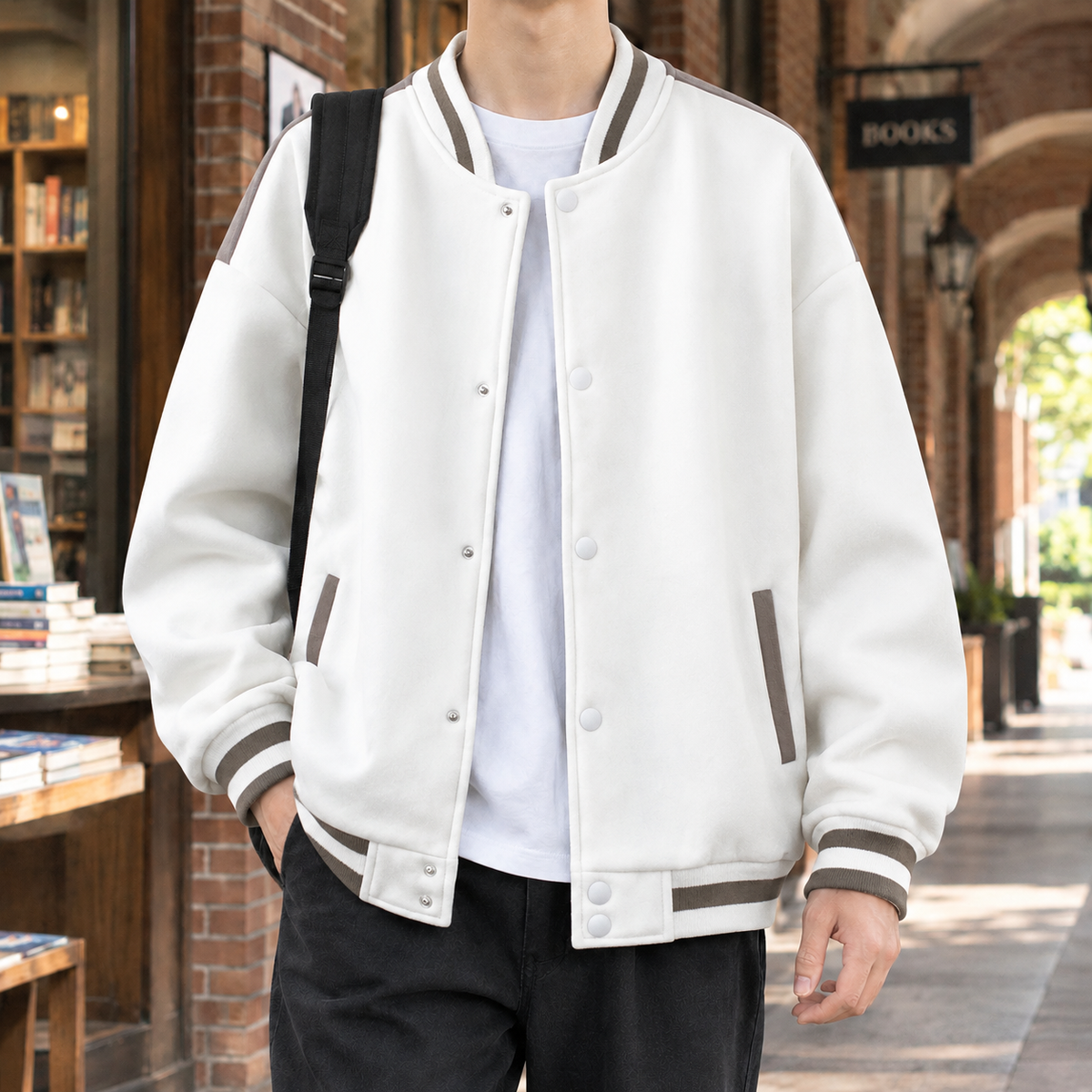 Montague Varsity Jacket - White Spring Autumn