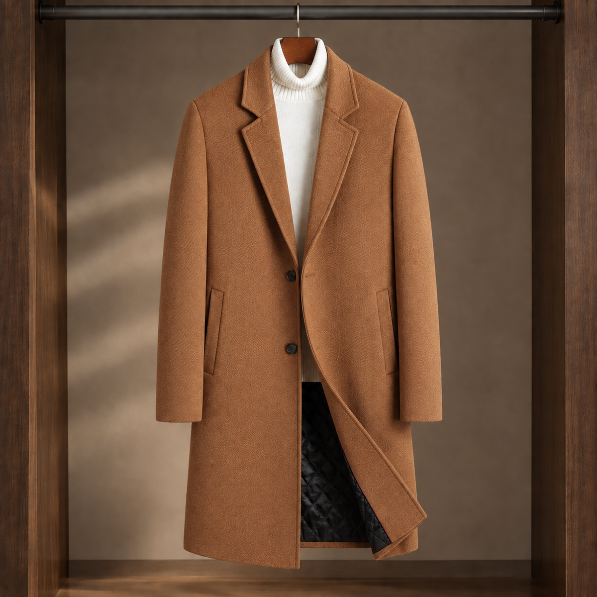 Charlie Tailored Overcoat - Caramel Brown