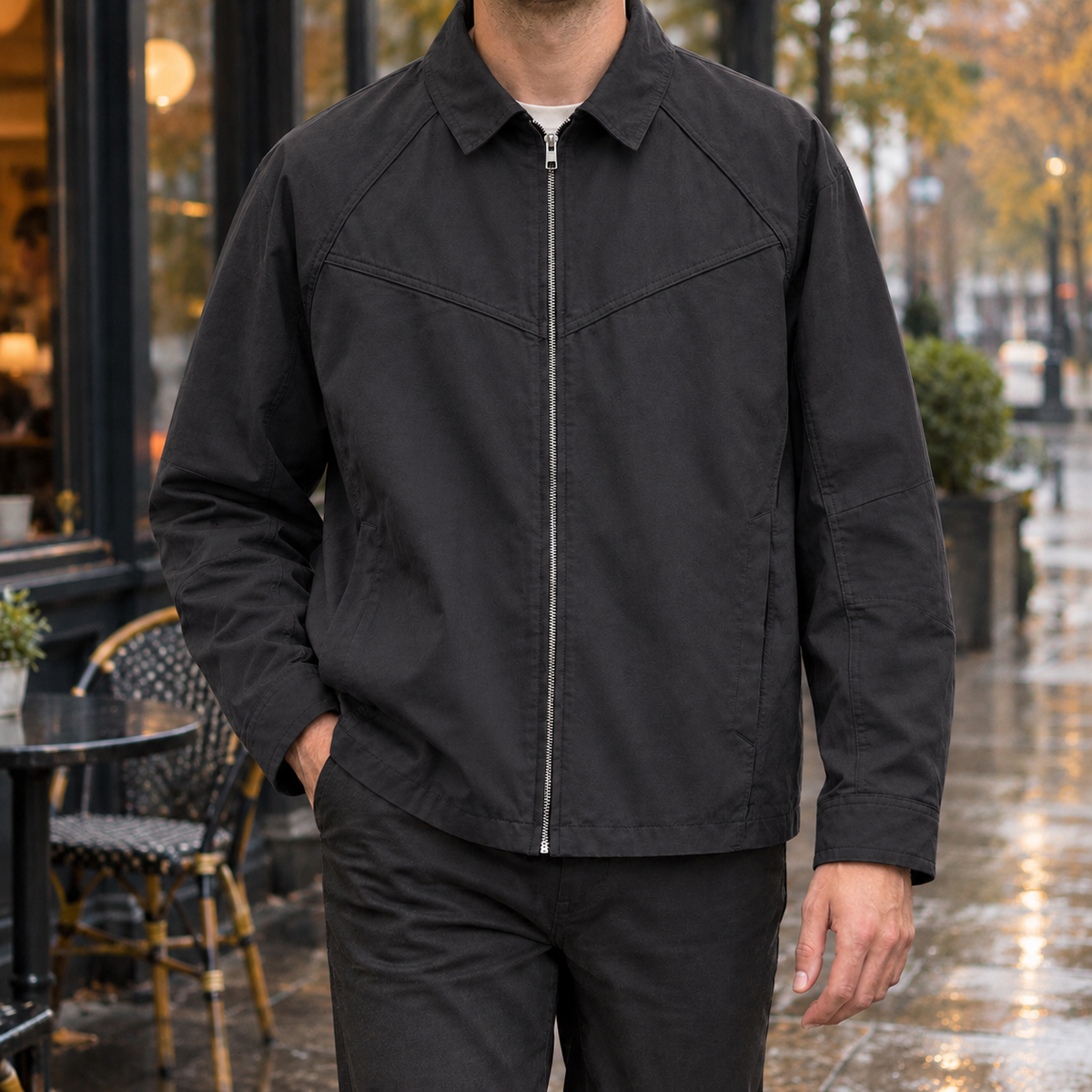 Jules Panelled Zip Jacket - Black