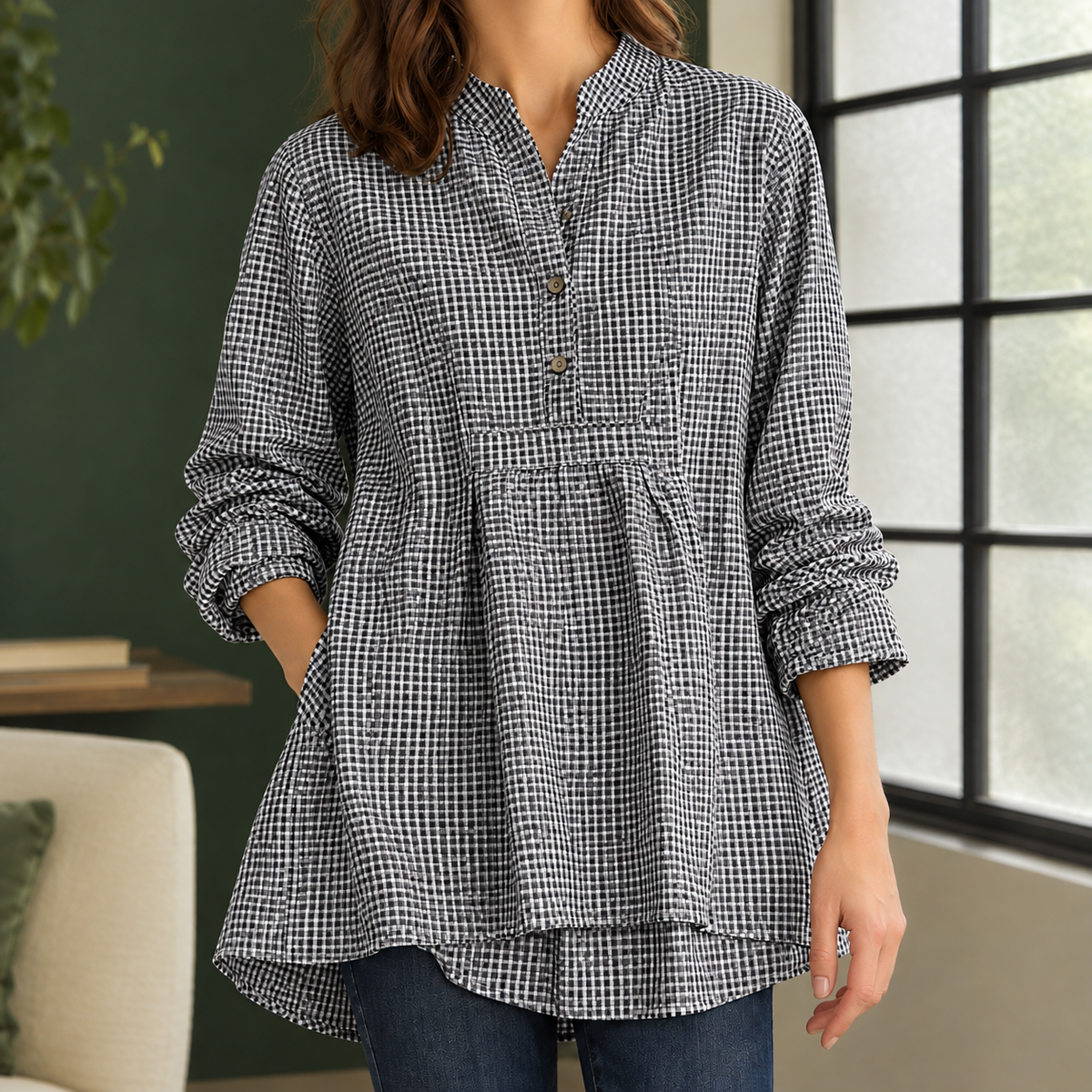 Halcyon Stand Collar Top - Black