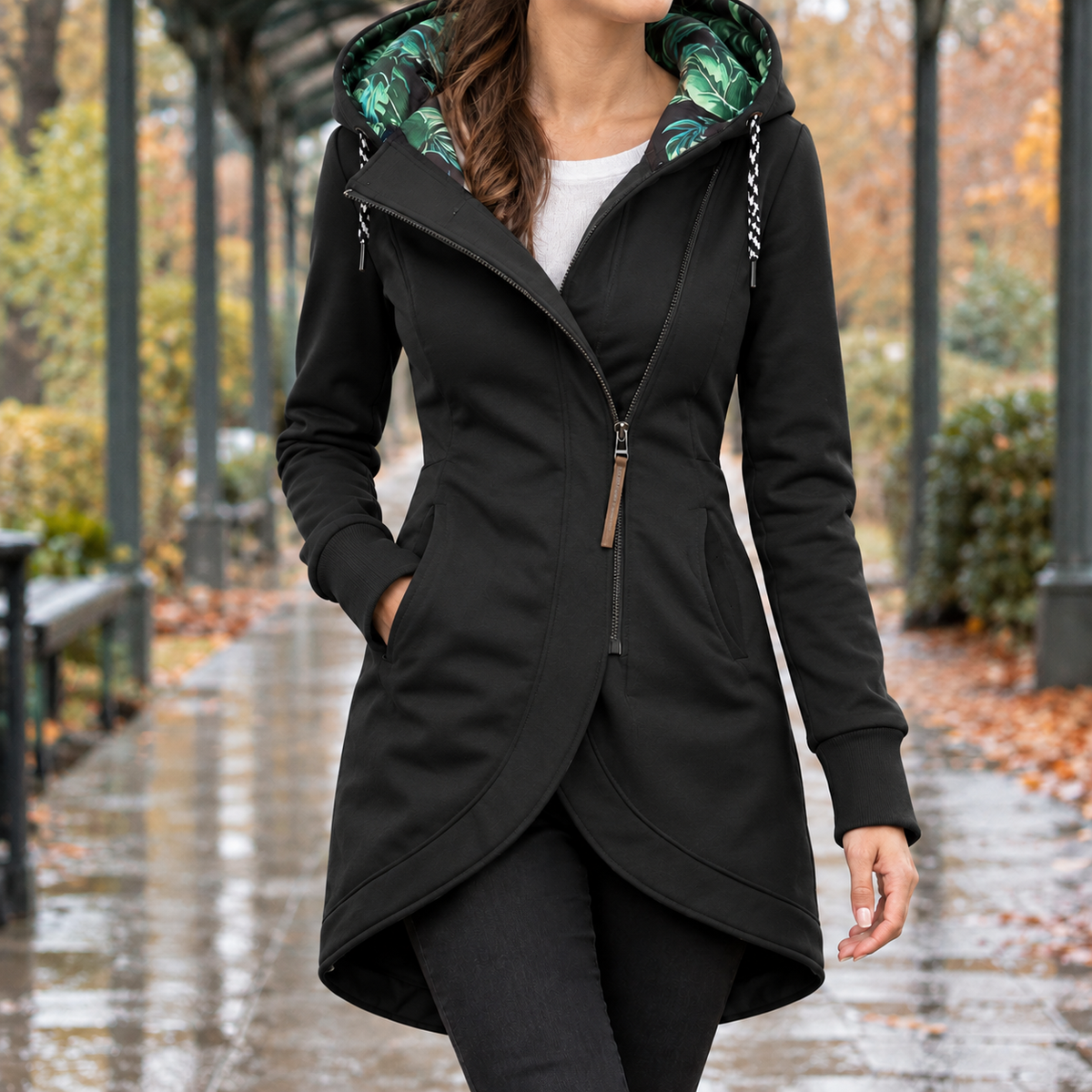 Alvina Hooded Jacket - Black