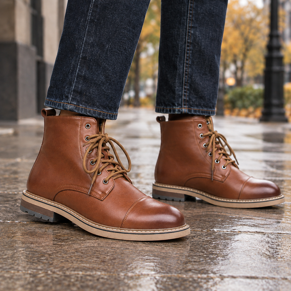 Ferrara Lace Up Ankle Boots - Brown