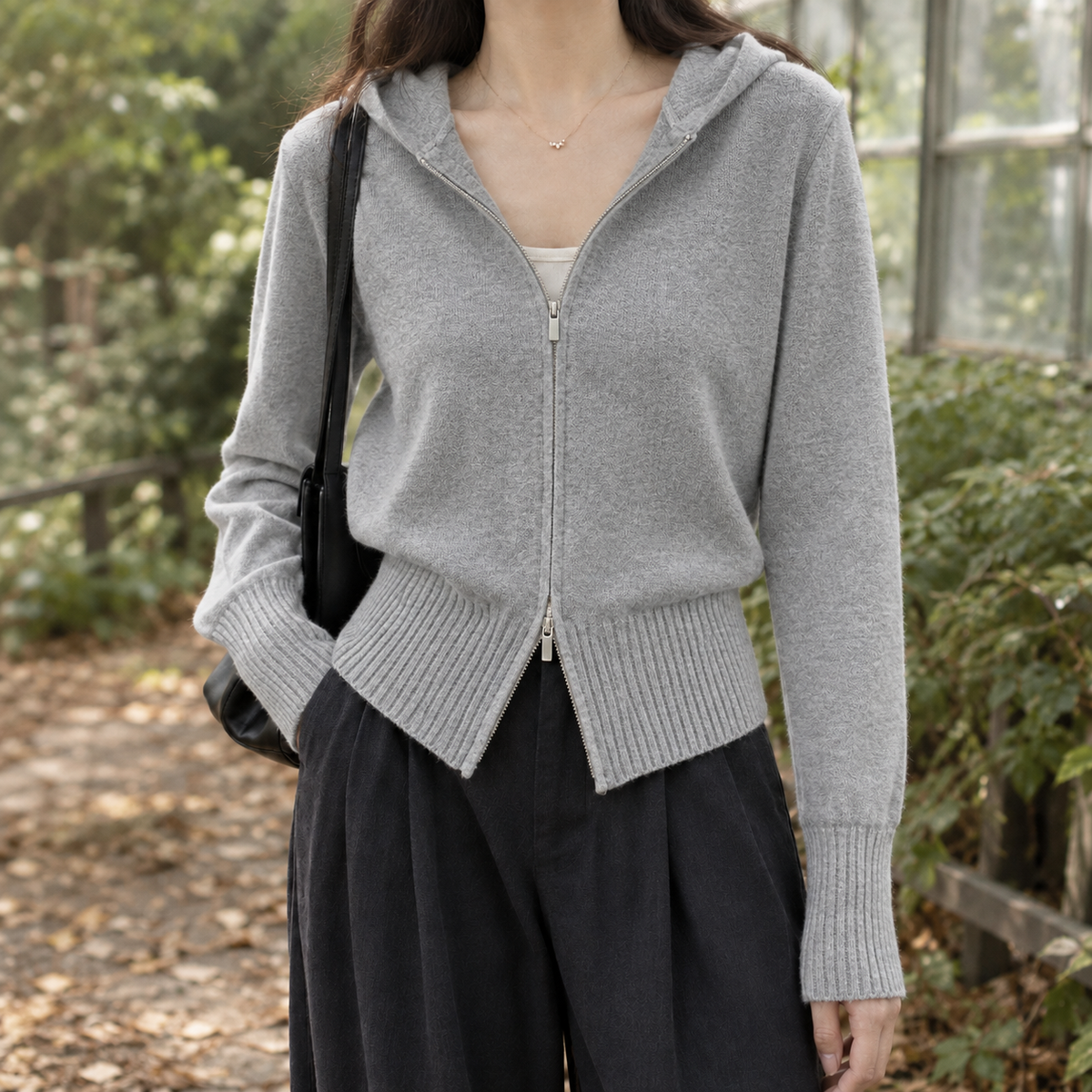 Emily Hooded Cardigan - Gray