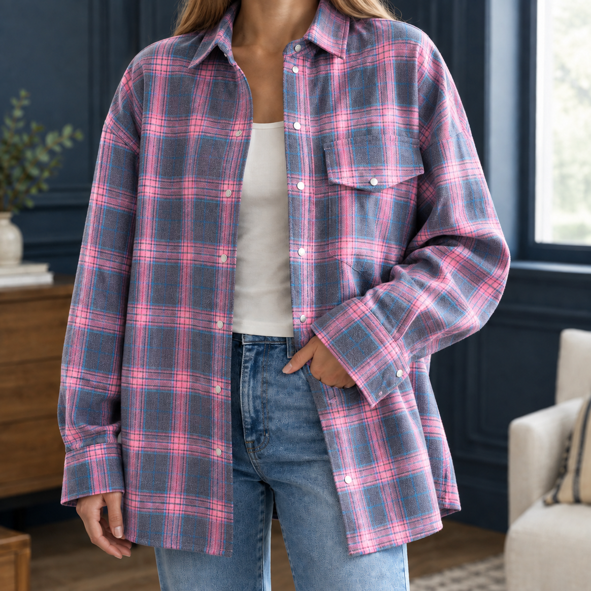 Madeleine Relaxed Overshirt - Pink
