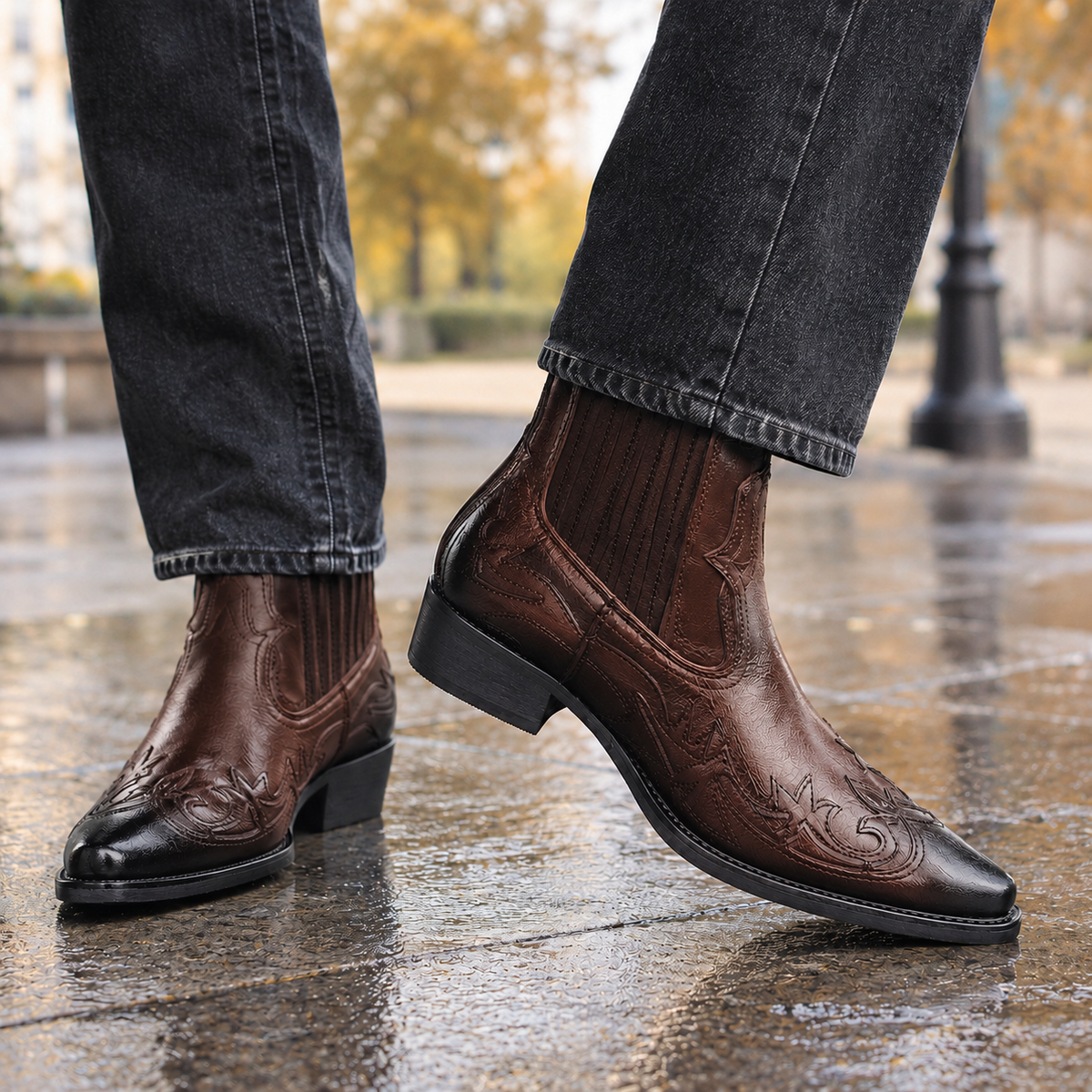 Pavesi Western Boots - Dark Brown