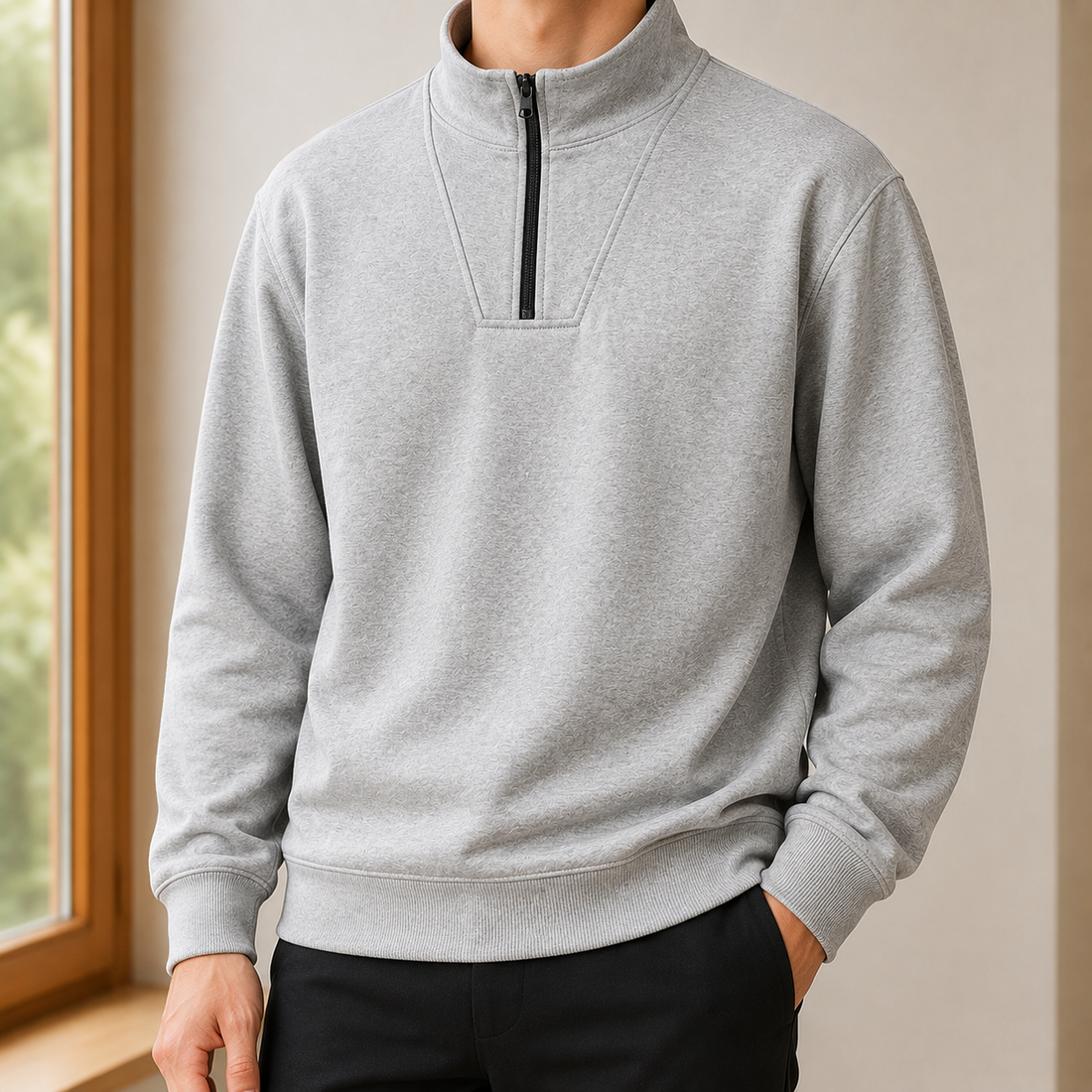 Amos Quarter Zip Sweatshirt - Hemp Ash