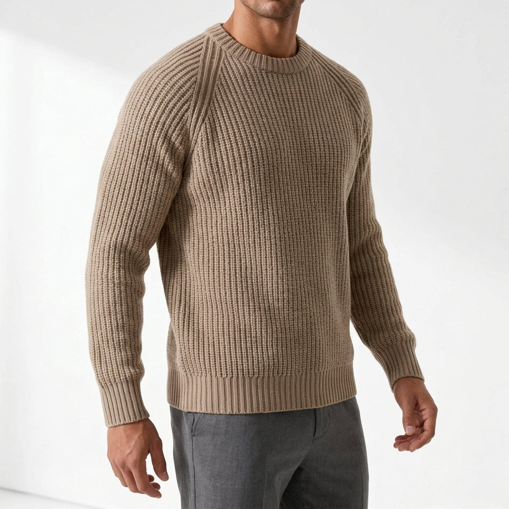 Pascal Fisherman Rib Sweater - Taupe