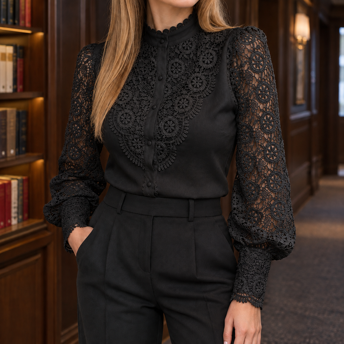 Tara Lace Blouse - Black