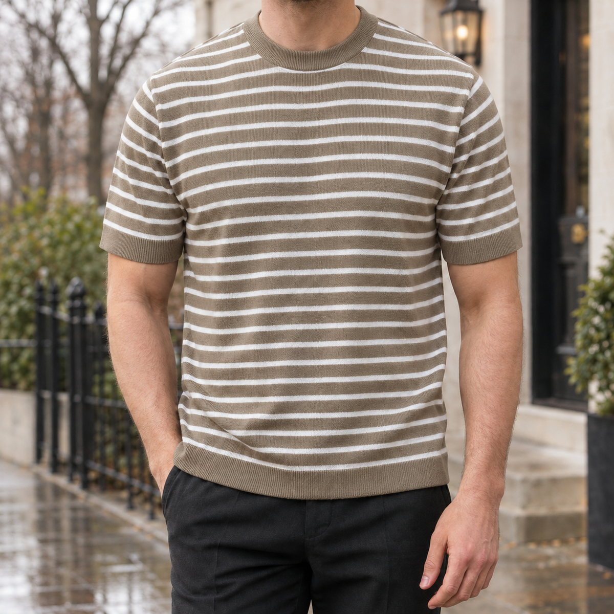 Marcus Striped Sweater - Khaki
