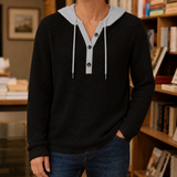 Evander Waffle Hoodie Sweater - Black