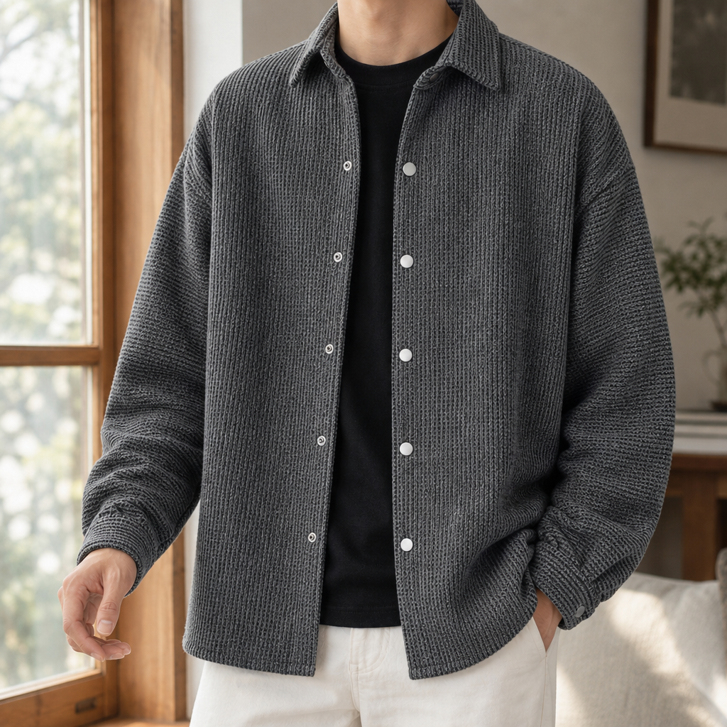 Rodolphe Textured Overshirt - Dark Gray