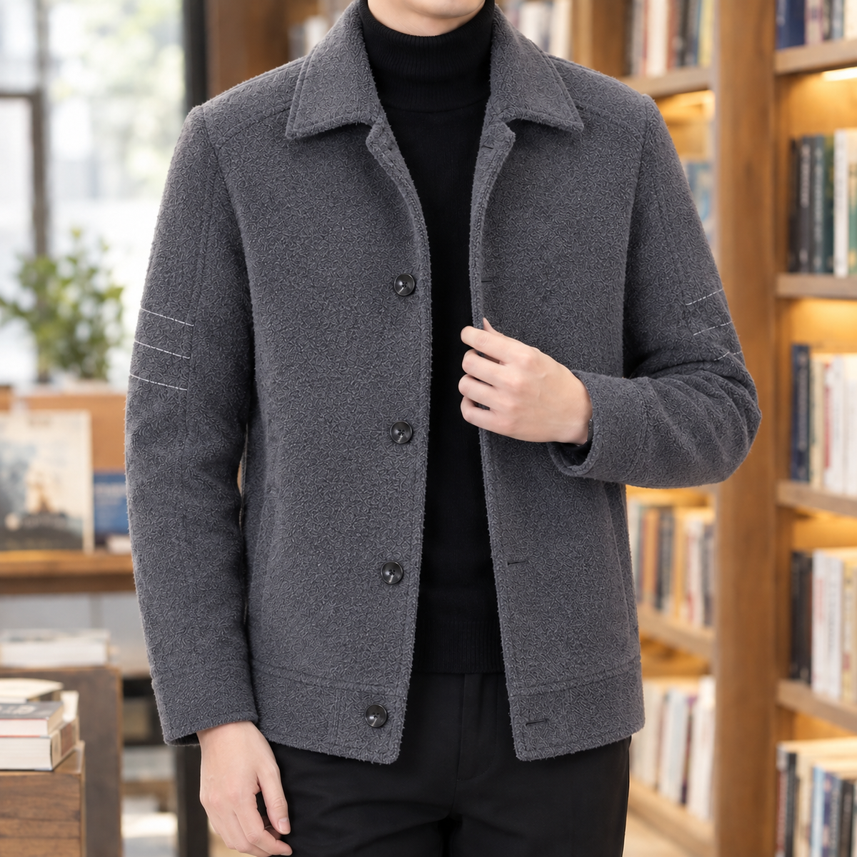 Roland Textured Overshirt - Gray