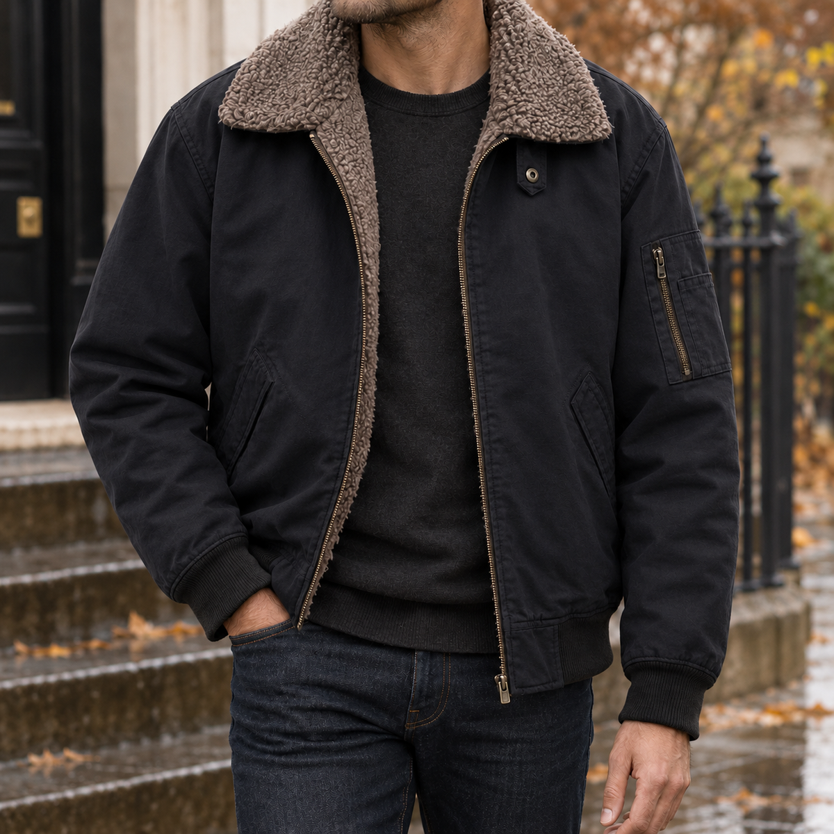 Alastair-Dean Fleece Lined Jacket - Black