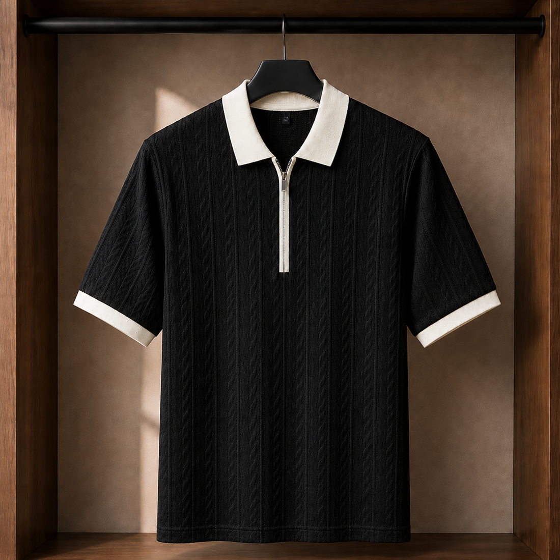 Stellan Jacquard Polo - Black