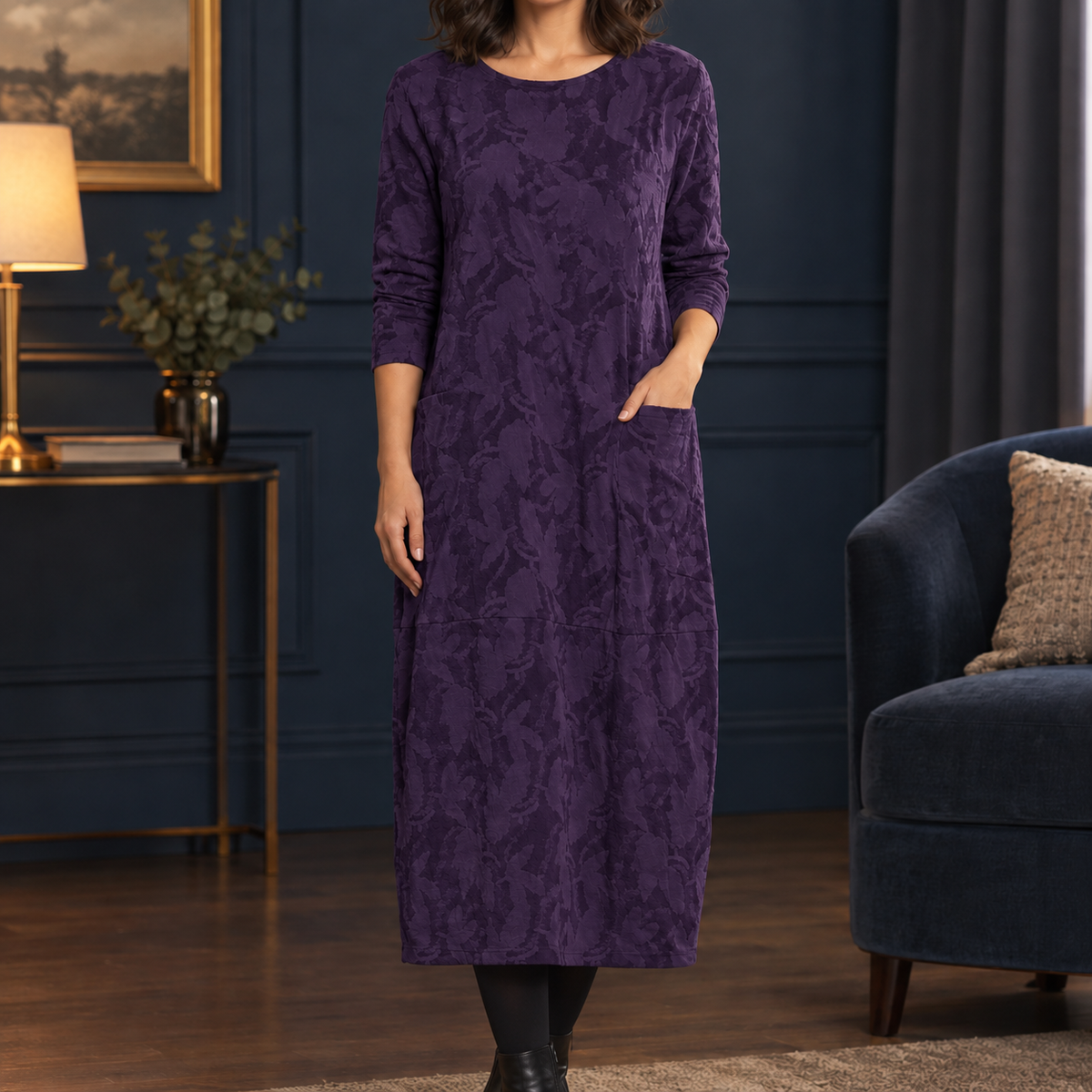 Aline Cocoon Midi Dress - Purple