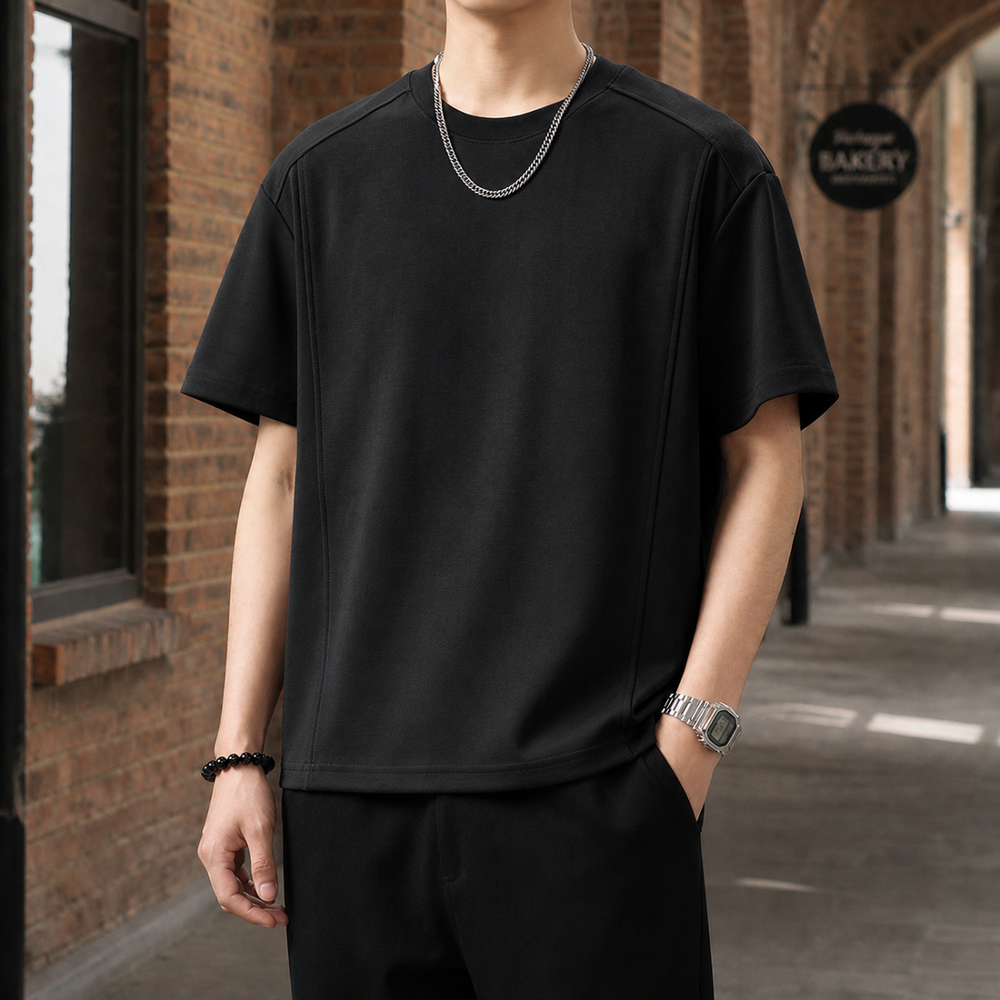 Ulric Paneled T-Shirt - Black