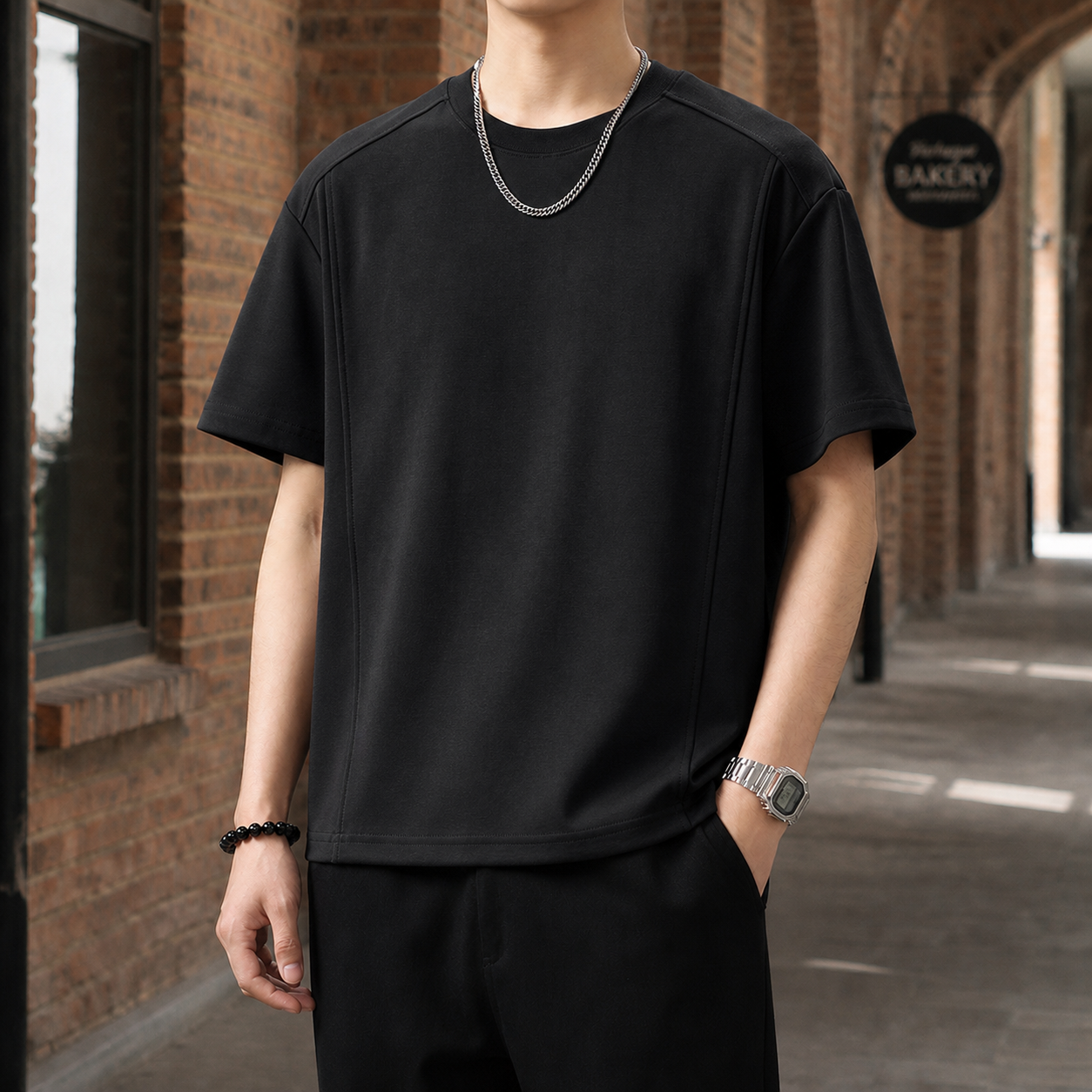 Ulric Paneled T-Shirt - Black
