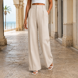 Francesca Wide-Leg Pants - Beige