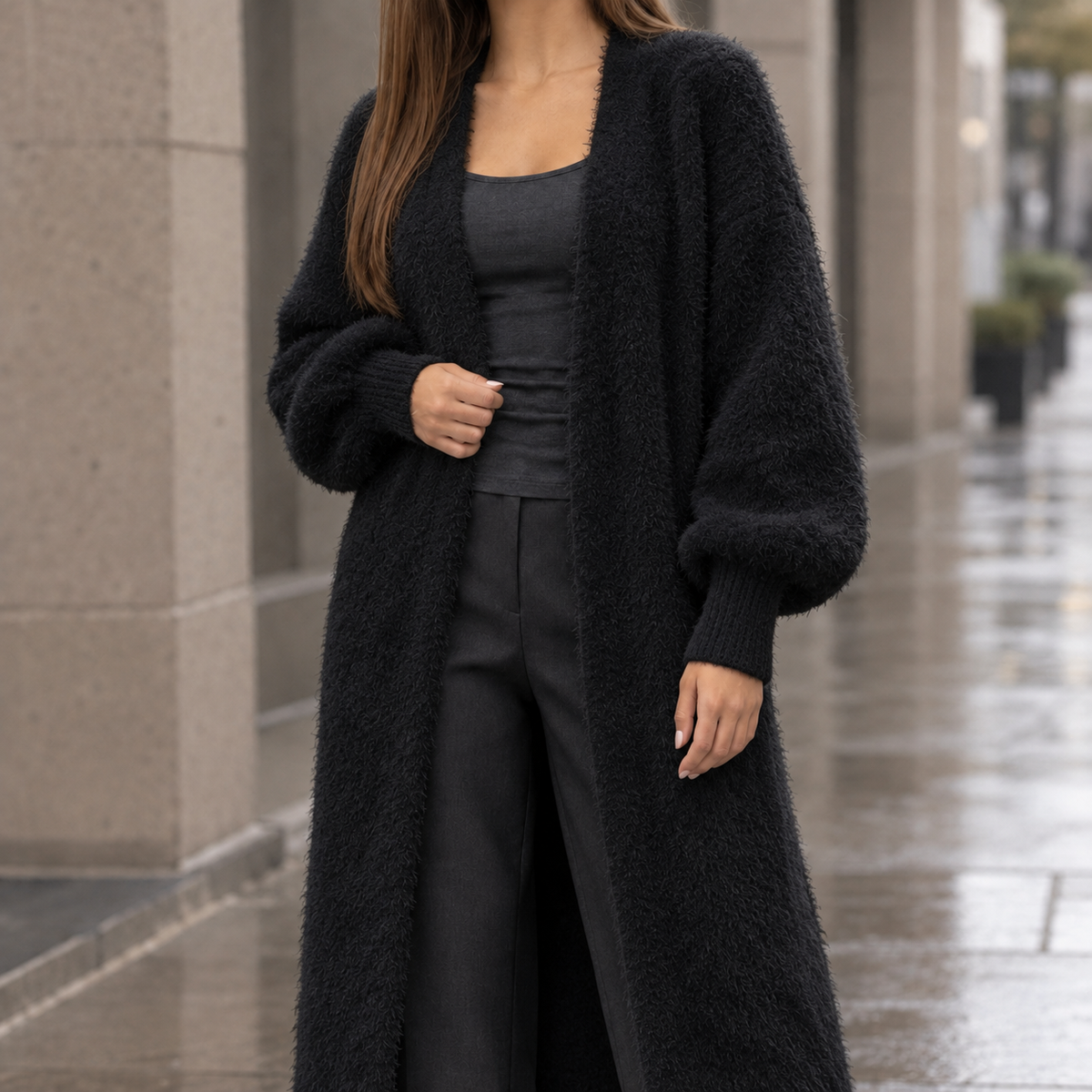 Oriane Longline Sweater - Black